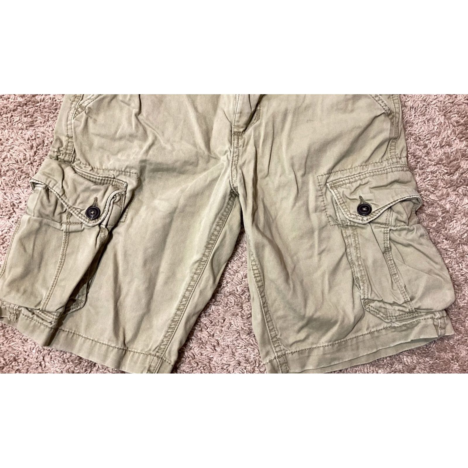 American Eagle Outfitters American Eagle Cargo Shorts Mens 28x10 Flat Front Cotton Pockets Khaki Casual Denim Solid 28 Mens Size US 28 / EU 44 - 3 Thumbnail