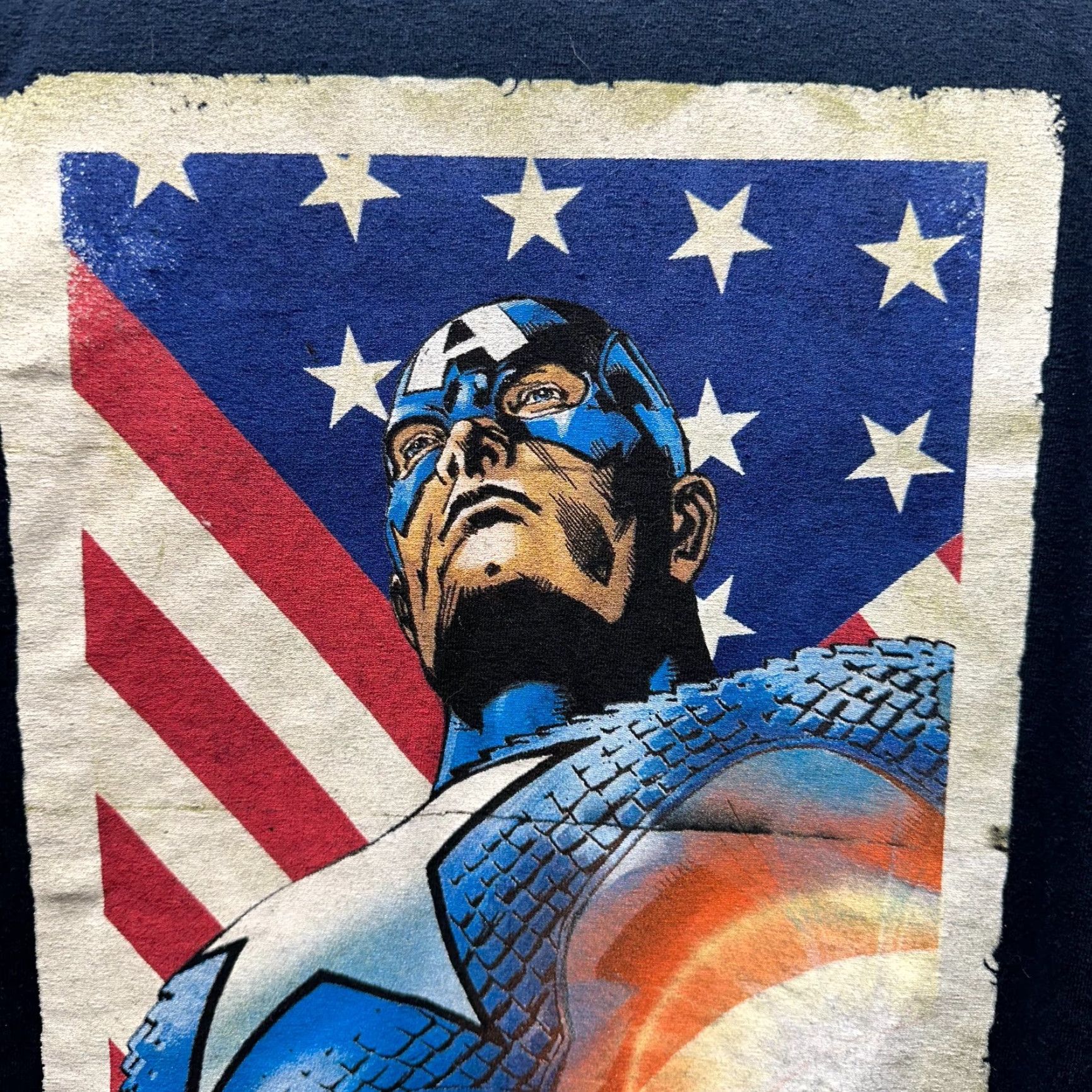 Vintage Captain America Shirt Adult 2XL Blue Marvel Comics Mens T-Shirt Short Sleeve Crew Neck Cotton Logo Pattern Solid Size US XXL / EU 58 / 5 - 3 Thumbnail