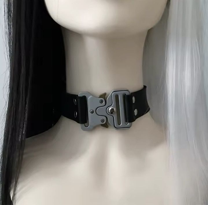 Japanese Brand Punk Metal Stainless Steel Buckle Adjustable Choker Necklace Size ONE SIZE - 1 Thumbnail