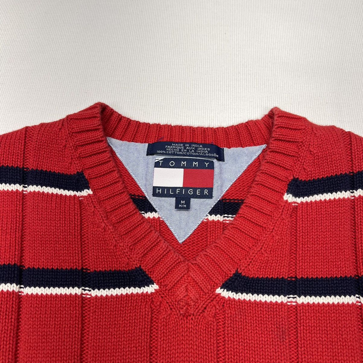 Tommy Hilfiger × Vintage VTG Tommy Hilfiger Sweater Vest Red Striped V-Neck Knit Size US M / EU 48-50 / 2 - 3 Thumbnail