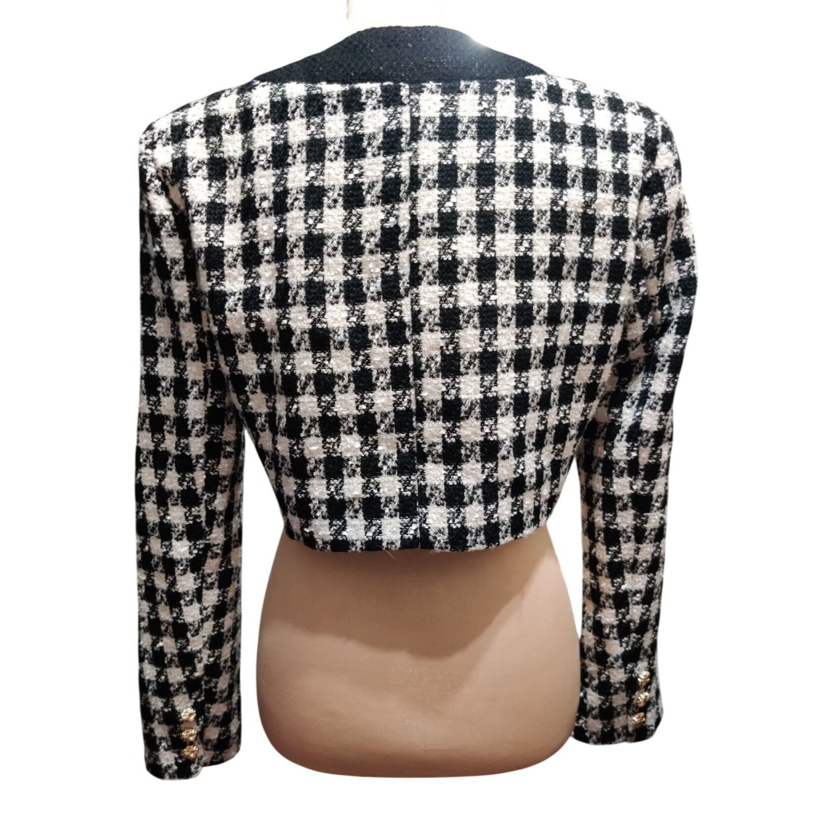 Other Alexia Admor Jacket Size 6 Cropped Tweed Black White Houndst Size M / US 6-8 / IT 42-44 - 2 Thumbnail