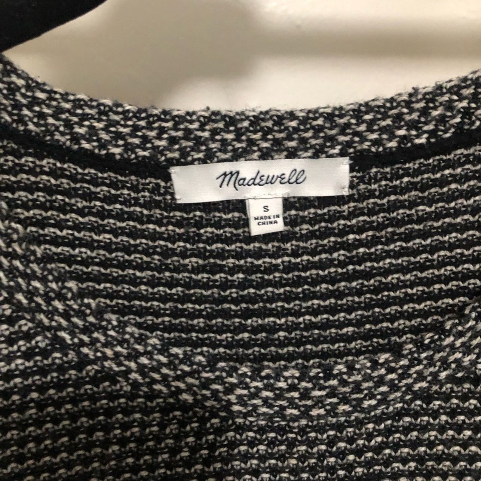 Madewell Madewell Black White Knit Crewneck Long Sleeve Sweater Top Size S / US 4 / IT 40 - 7 Thumbnail