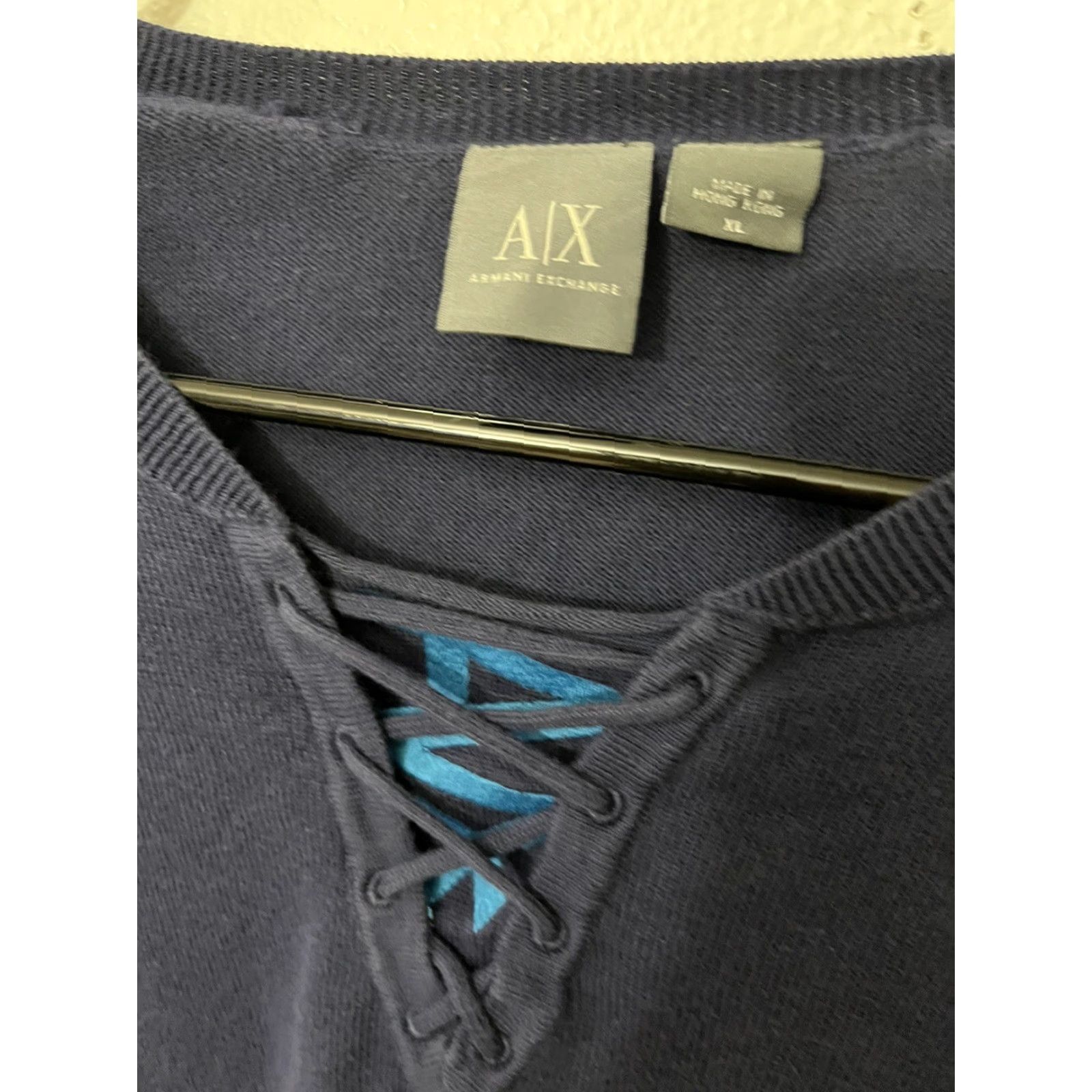 Armani Exchange VINTAGE Armani Exchange A/X Women's XL Long Sleeve Crew Neck Sweater Wool Blend Navy Blue Pullover Size XL / US 12-14 / IT 48-50 - 2 Thumbnail