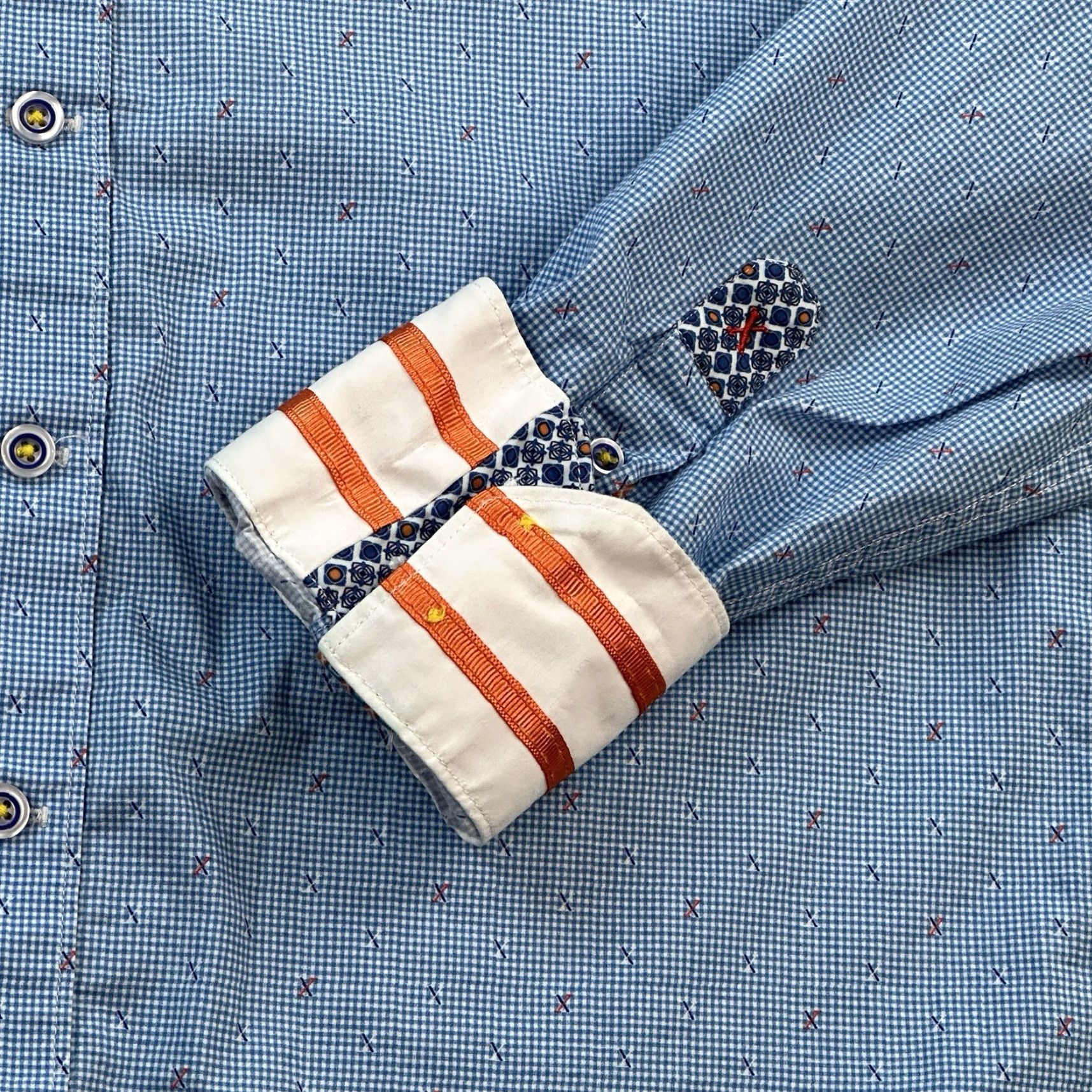 Robert Graham Robert Graham Shirt Mens Medium Blue Check Tailored Fit Long Sleeve Flip Cuff Size US M / EU 48-50 / 2 - 3 Thumbnail