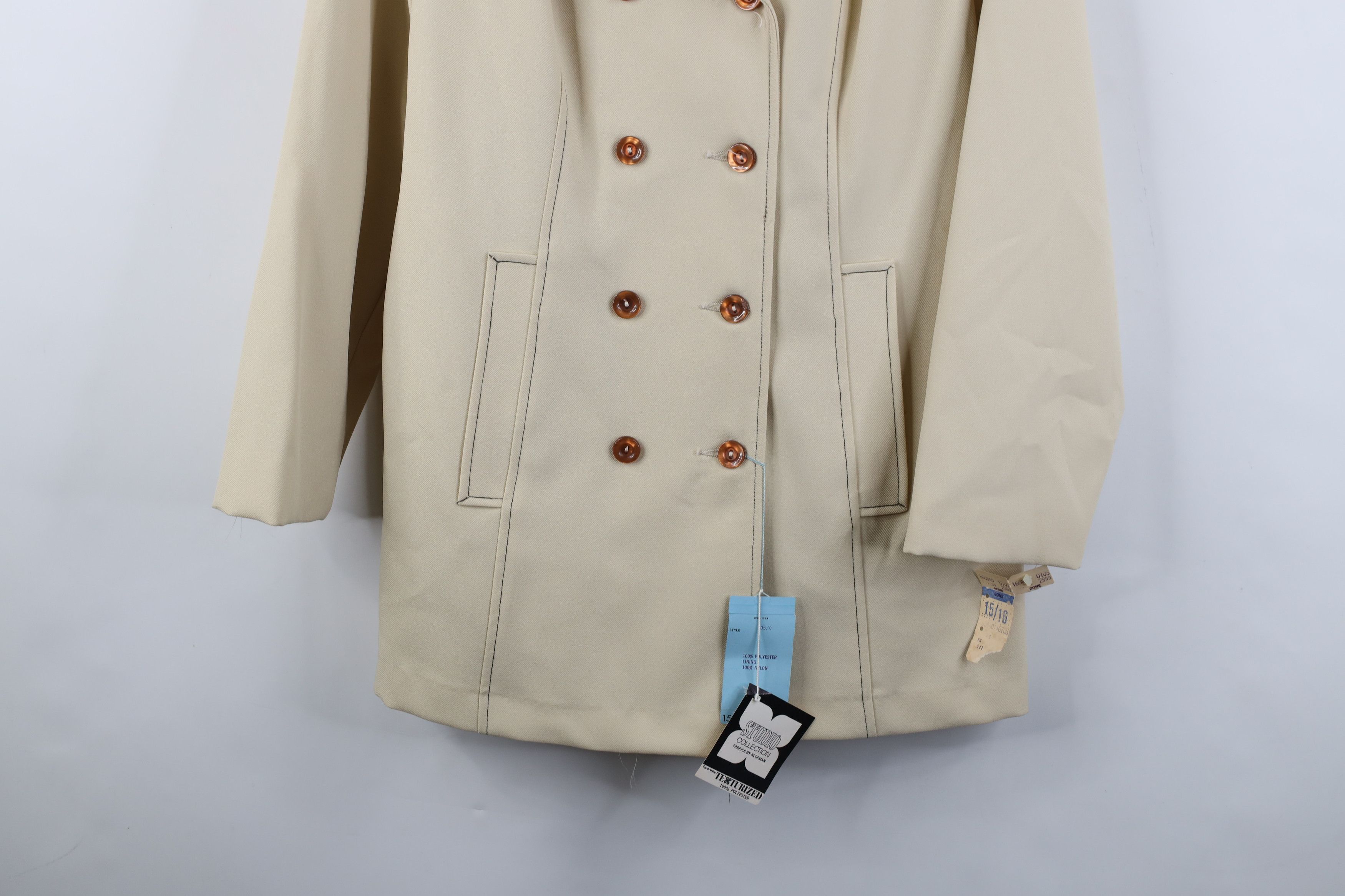Vintage Deadstock Vintage 60s Streetwear Breasted Trench Coat Jacket Size XXL / US 16-18 / IT 52-54 - 3 Thumbnail