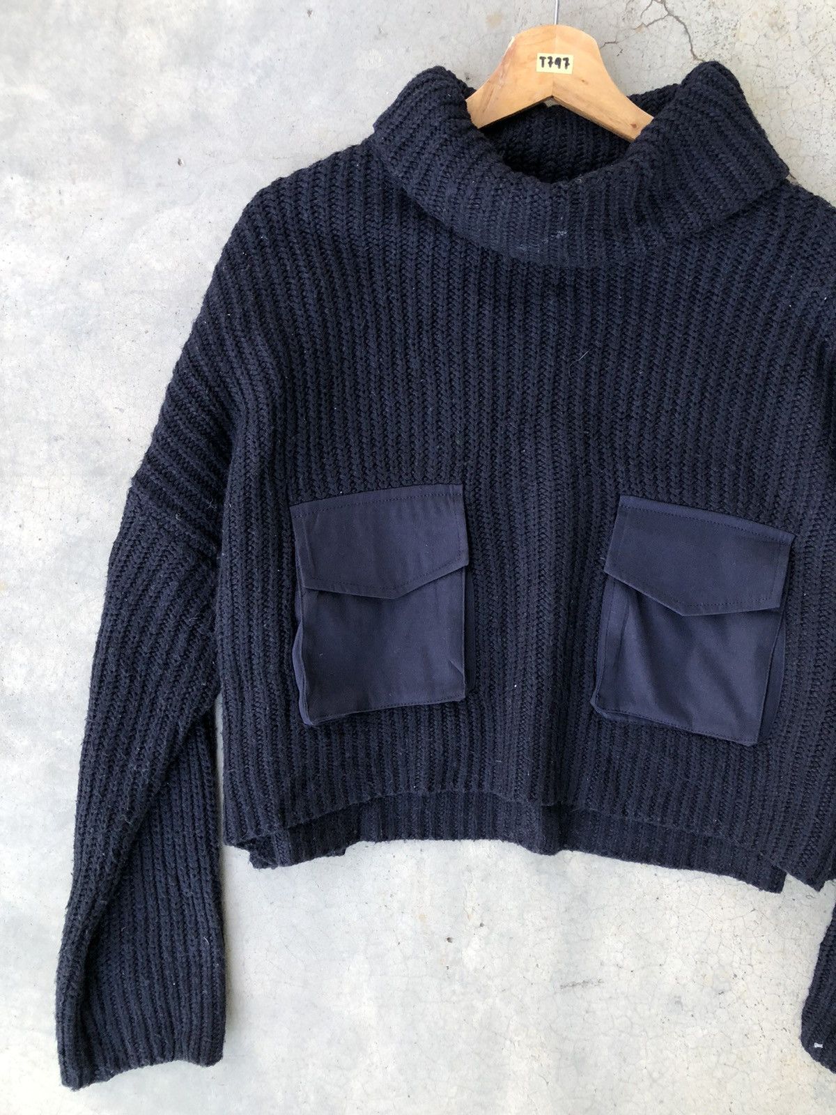 Homespun Knitwear × Japanese Brand Zara Turtle Neck Crop Top Baggie Knitted Sweater Size US XXL / EU 58 / 5 - 3 Thumbnail
