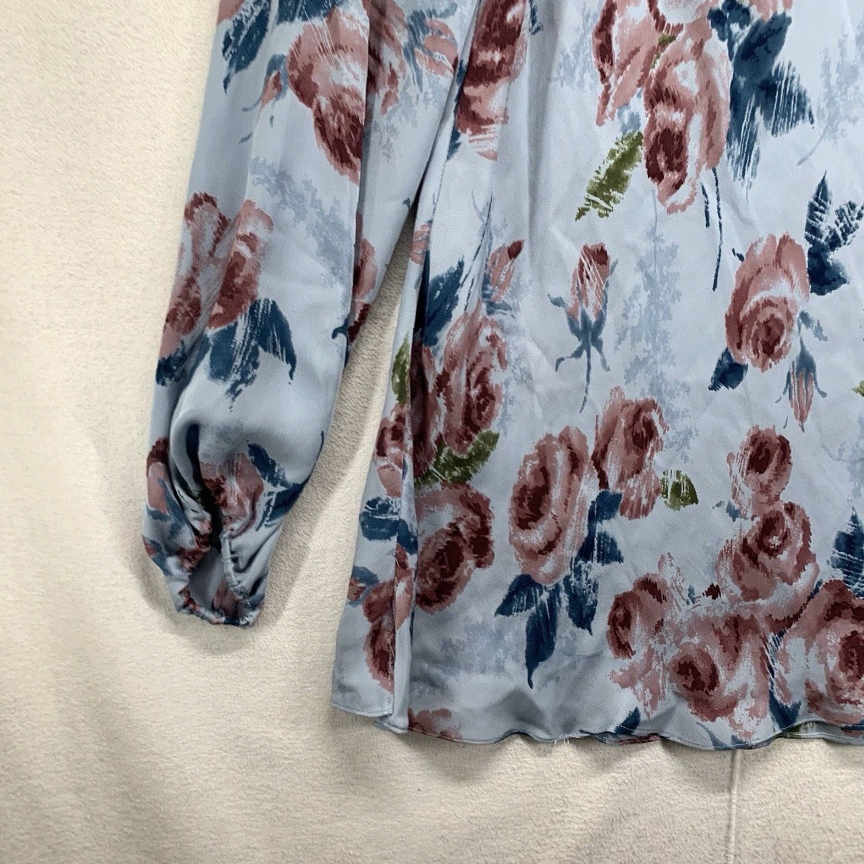 Vintage VINTAGE Josephine Chaus Silk Blouse Women’s All Over Flower Print Size 12 Blue Sheer 90s Bohemian Casual Size XL / US 12-14 / IT 48-50 - 4 Thumbnail