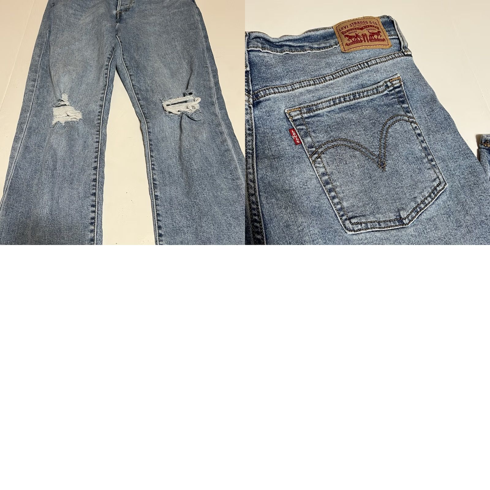 Levi's Levi's Jeans Womens 32x27 Blue Wedgie Straight Denim Button Fly Distressed Pattern Solid Size 24" / US 00 / IT 34 - 9 Thumbnail