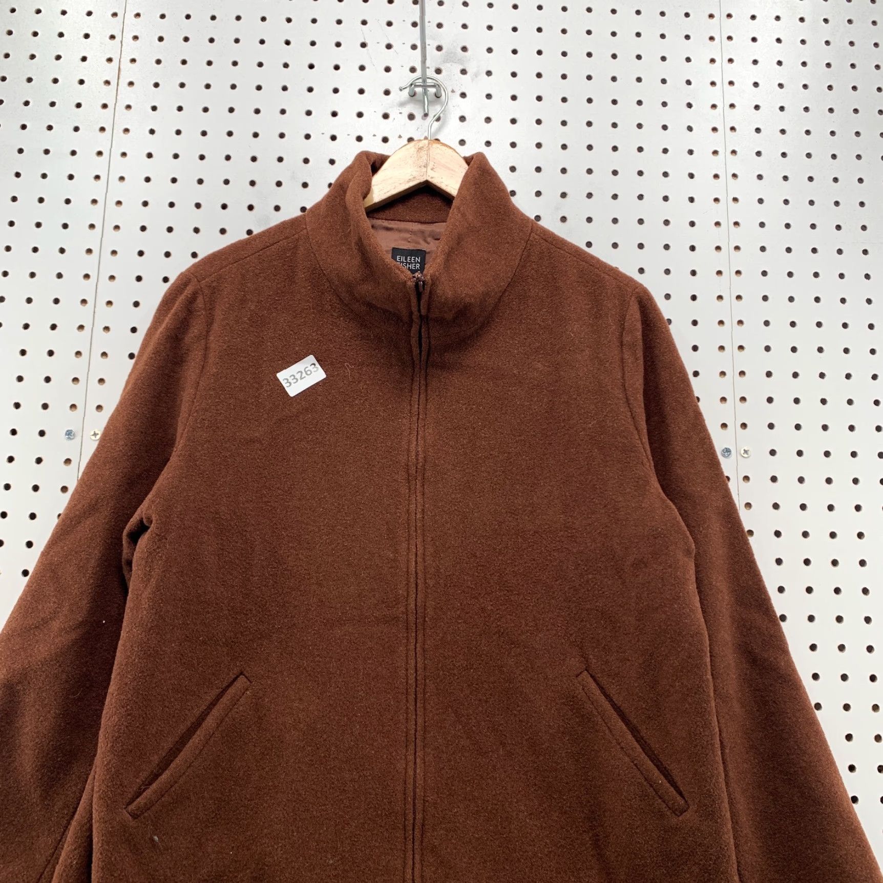 Eileen Fisher VINTAGE Eileen Fisher Brown Wool Jacket Womens Medium Long Sleeve Zip Italian Size M / US 6-8 / IT 42-44 - 2 Thumbnail