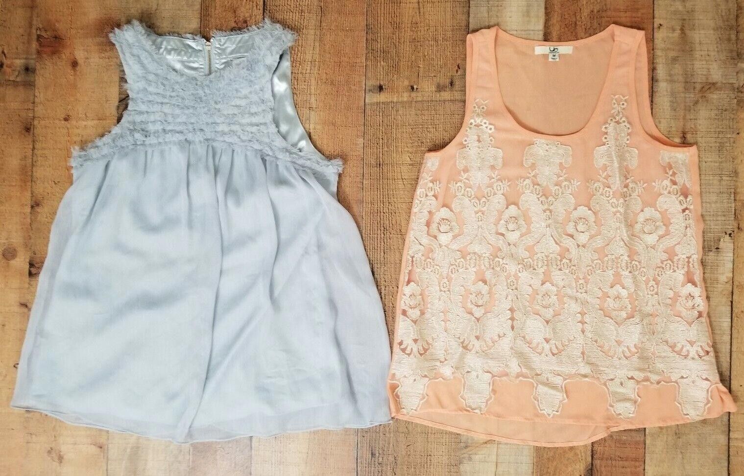 Designer Womens Tank Top Lot Medium Dressy Silk Orange Silver Size M / US 6-8 / IT 42-44 - 1 Thumbnail