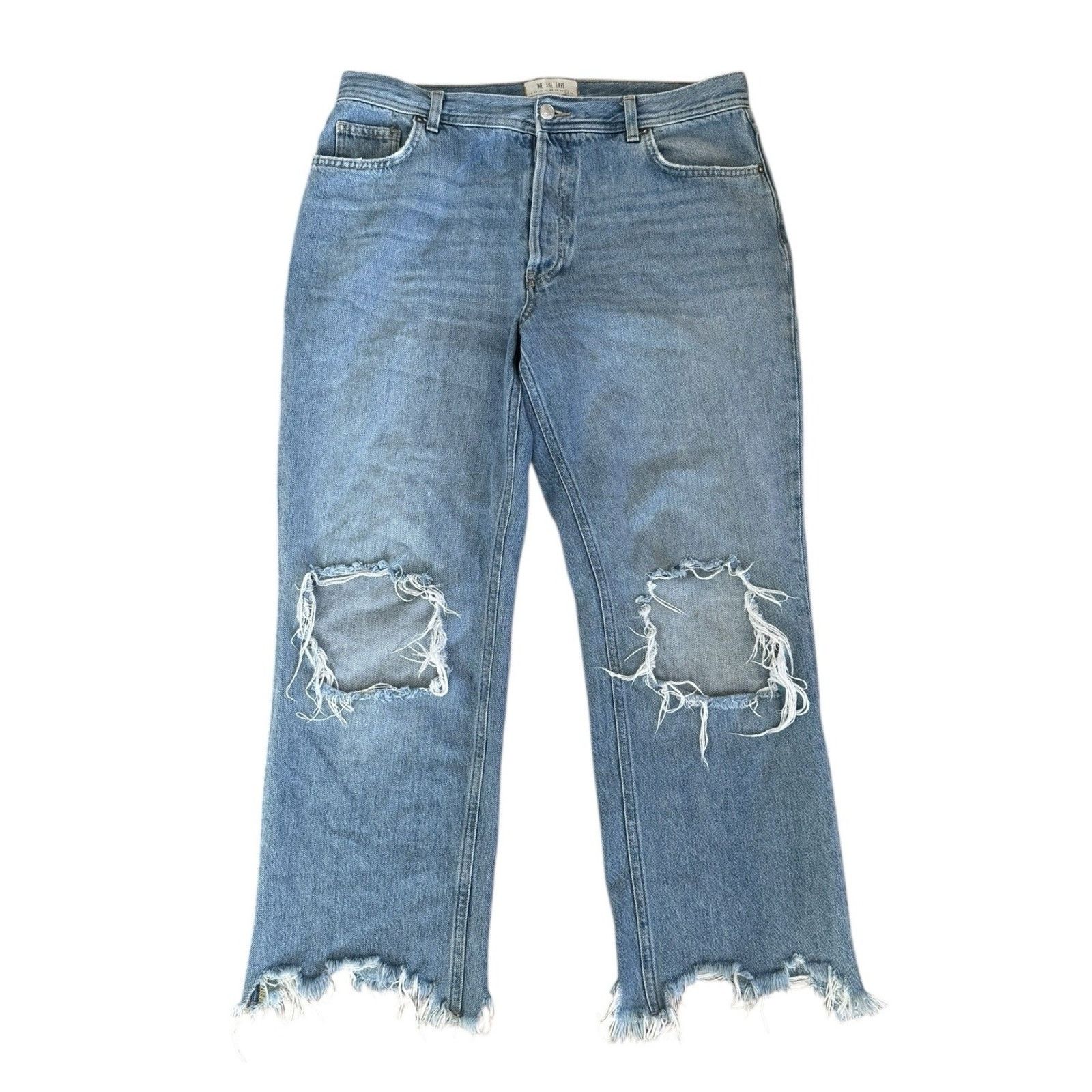 Free People FREE PEOPLE Maggie Mid Rise Straight Leg Jeans Distressed 31 Size 31" - 2 Thumbnail