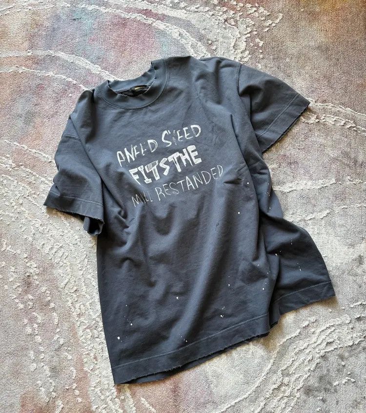 Undercover Sz 4 Undercover Distressed Slogan Tee-2505 Size US XL / EU 56 / 4 - 1 Thumbnail