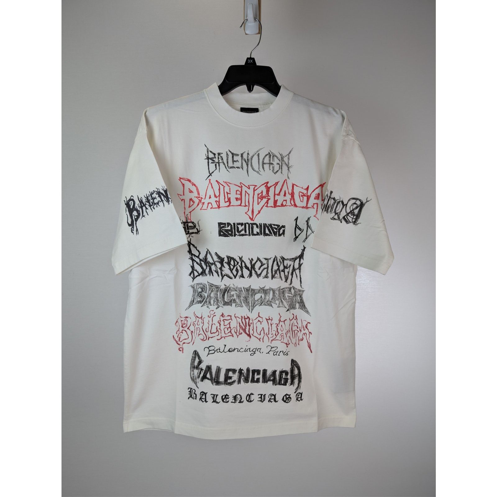 Balenciaga o1rshd1 Heavy Graphic Print DIY Metal Logo T-shirt in White Size US S / EU 44-46 / 1 - 1 Thumbnail