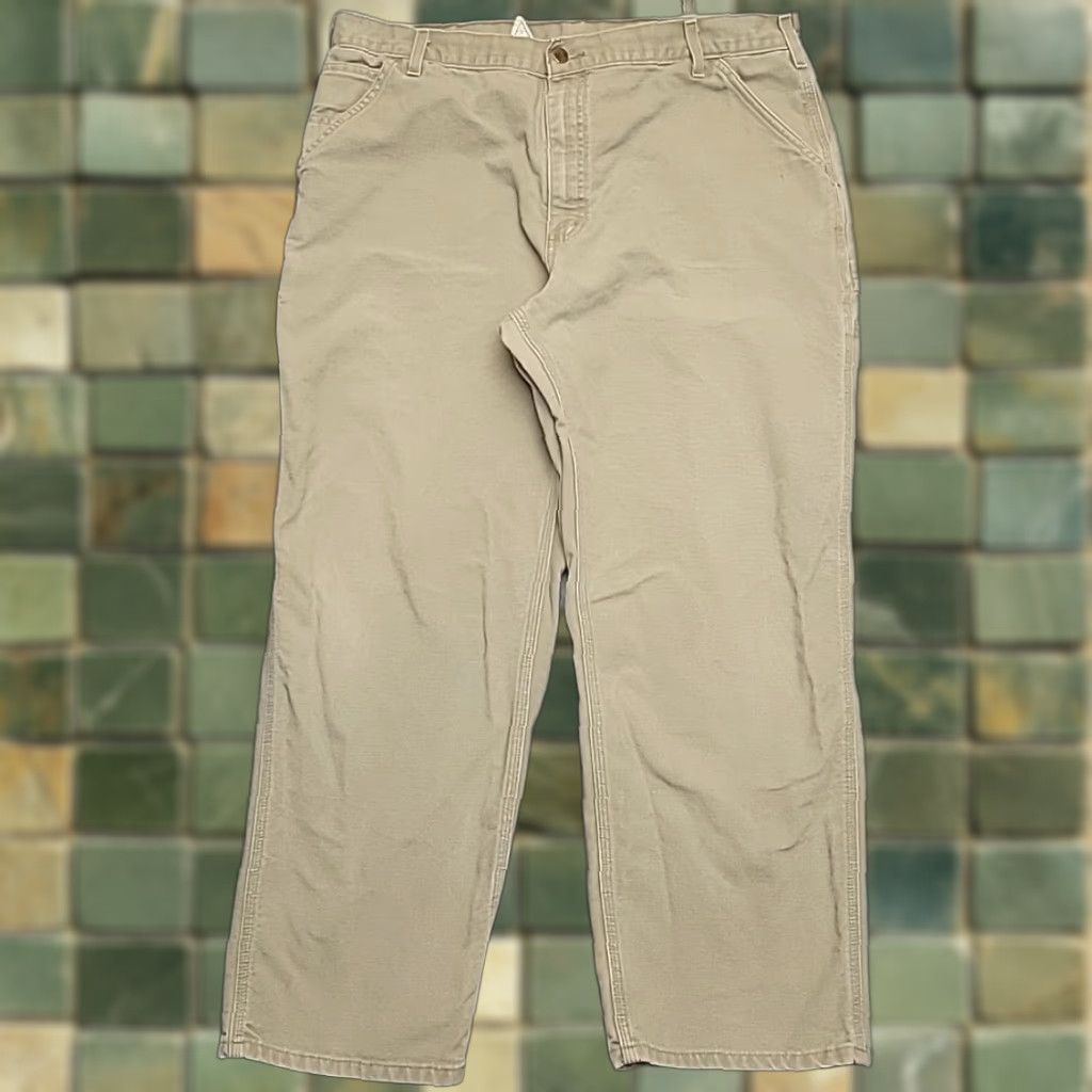 Carhartt VTG Carhartt Pants Mens 40x30 Khaki Dungaree Canvas Carpenter Faded B11 DES Size US 40 / EU 56 - 1 Thumbnail