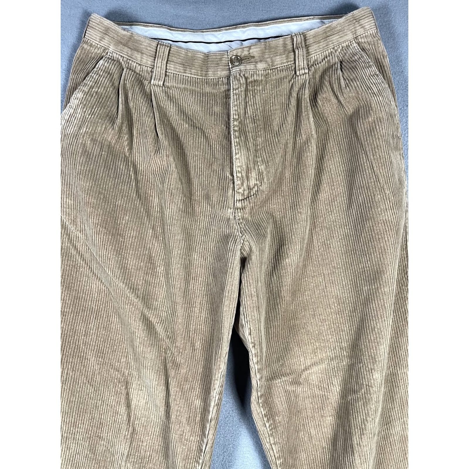 Croft & Barrow Croft & Barrow Pants Mens 33x32 Brown Corduroy Pleated Casual Classic Fit Size US 33 - 2 Thumbnail