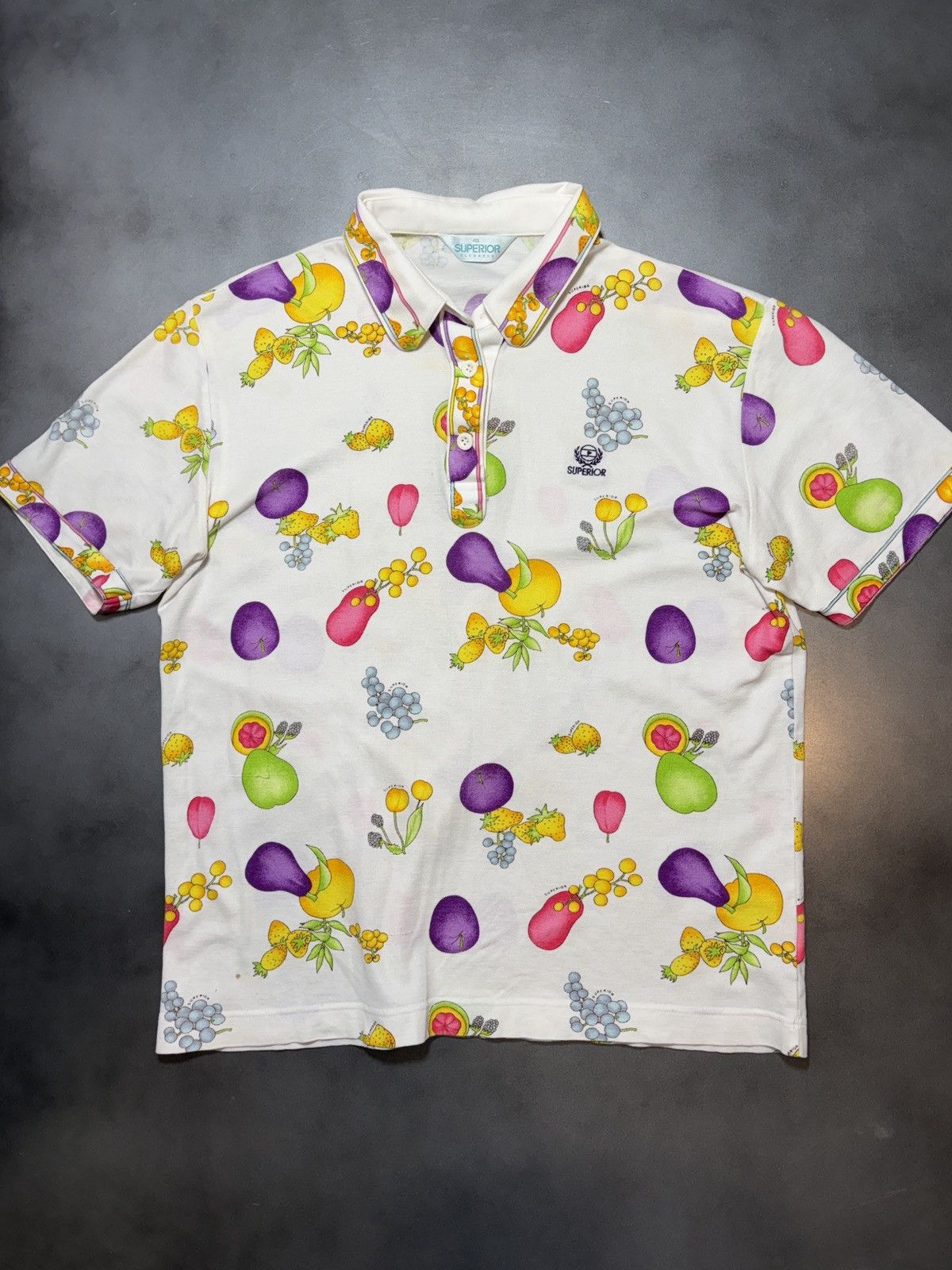 Vintage Vintage All Over Print Fruit Bowl Short Sleeve Polo Shirt Size US S / EU 44-46 / 1 - 11 Thumbnail
