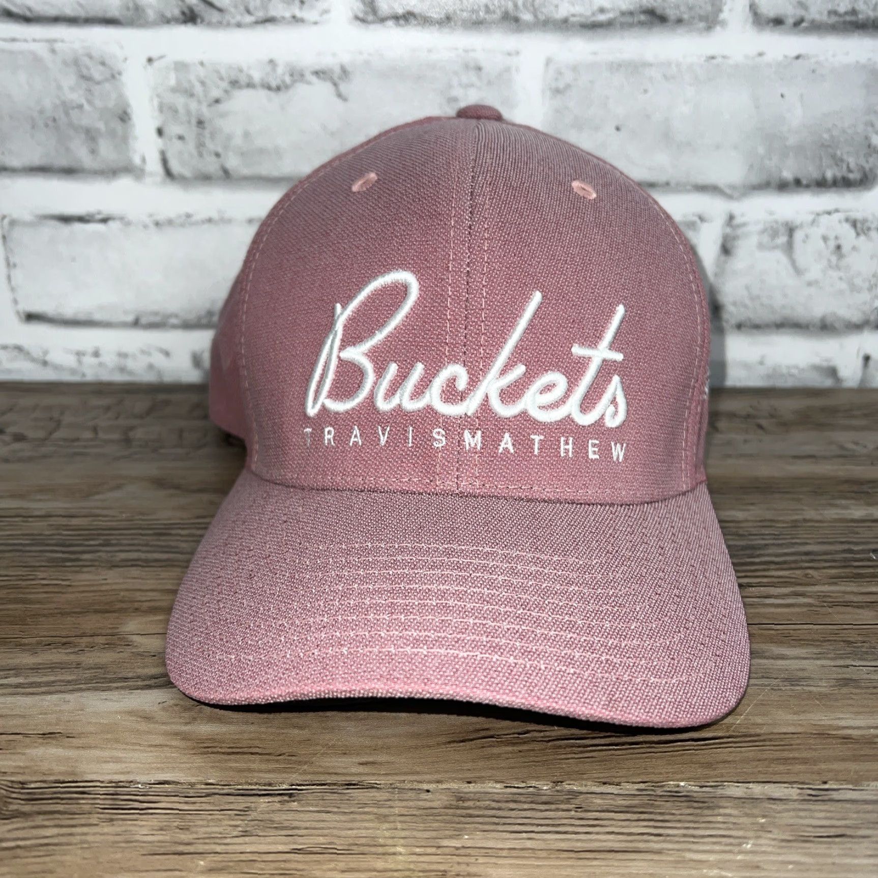 TravisMathew Travis Mathew Buckets Pink Snap Back Hat Mens One Size Pink Snapback Buckets Travis Mathew Hat - Men - One Size - Pink Size ONE SIZE - 3 Thumbnail