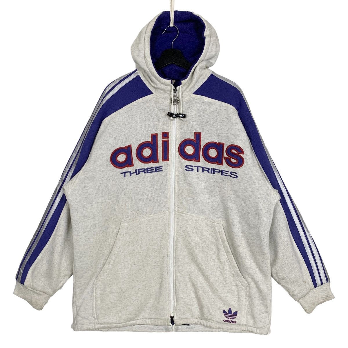 Adidas × Descente × Vintage Vintage 90s Adidas Descente Three Stripes Hoodie Jacket Size US XL / EU 56 / 4 - 1 Thumbnail