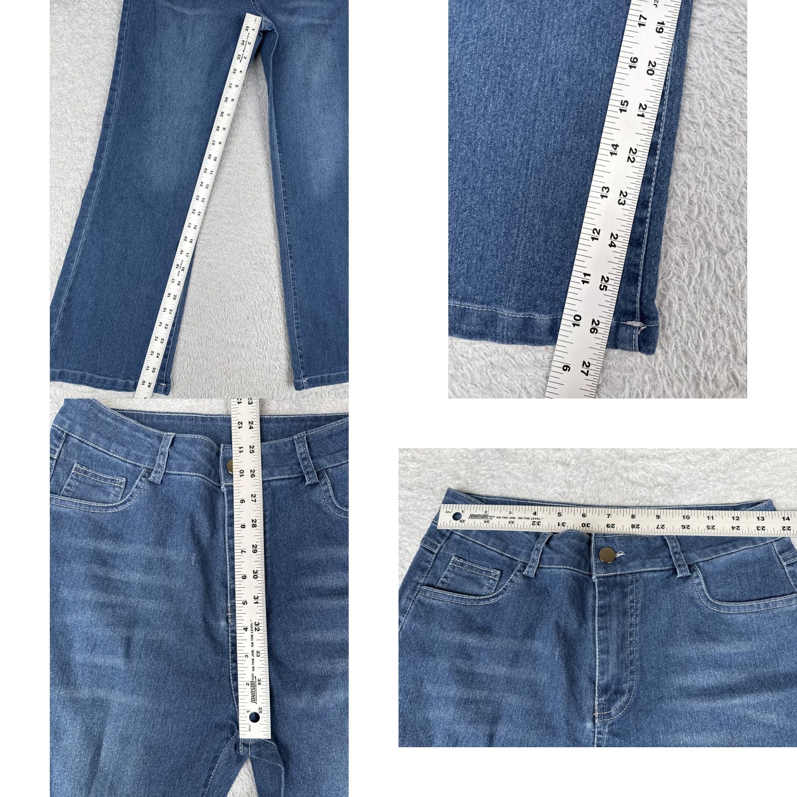 Vintage Denim Jeans Womens 9 28x27 Blue Flare Stretch Medium Wash High Rise Classic Size 30" / US 8 / IT 44 - 8 Thumbnail
