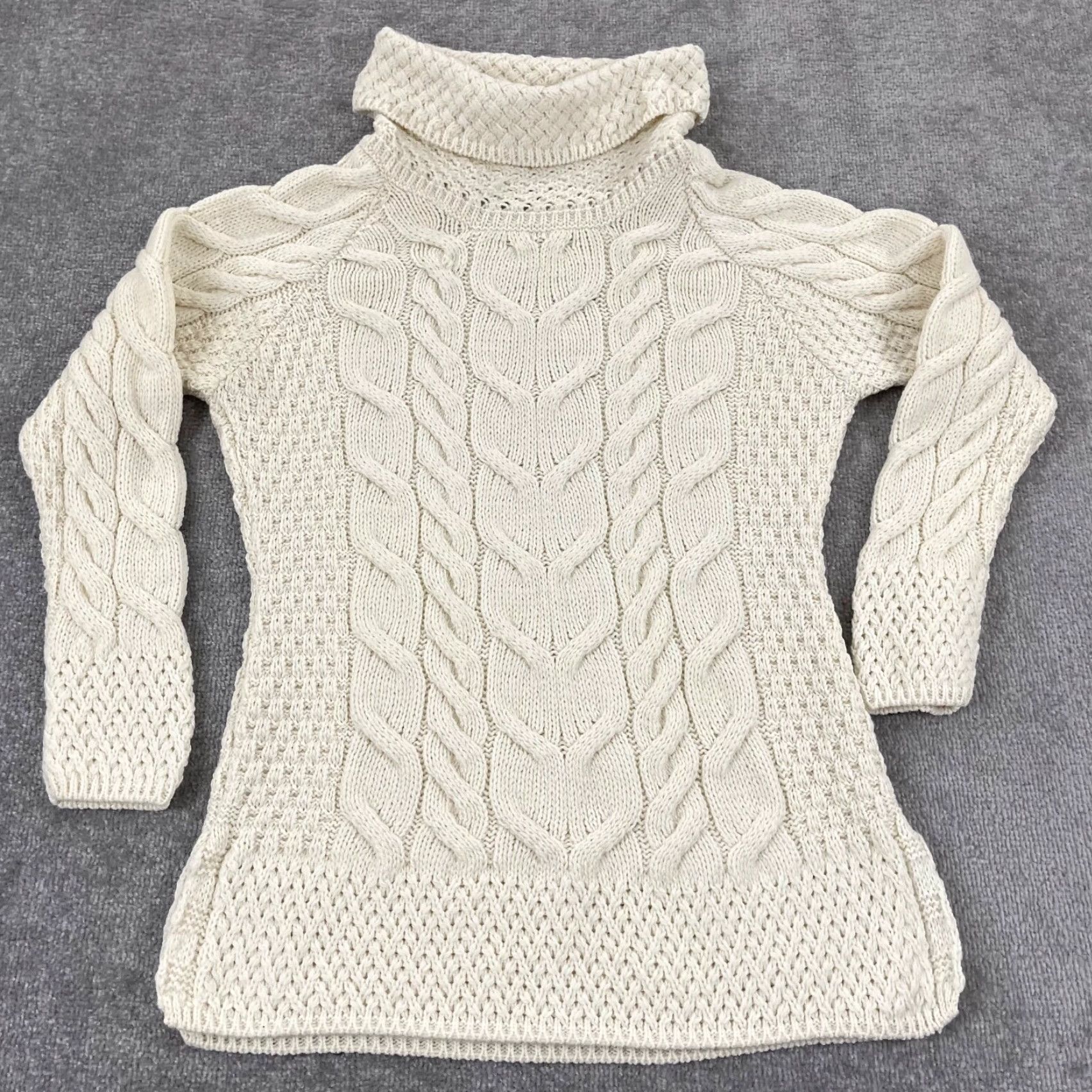 Vintage SHANNON Sweater Women Small Ivory White Merino Wool Heavyweight Knit Roll Neck Size S / US 4 / IT 40 - 7 Thumbnail