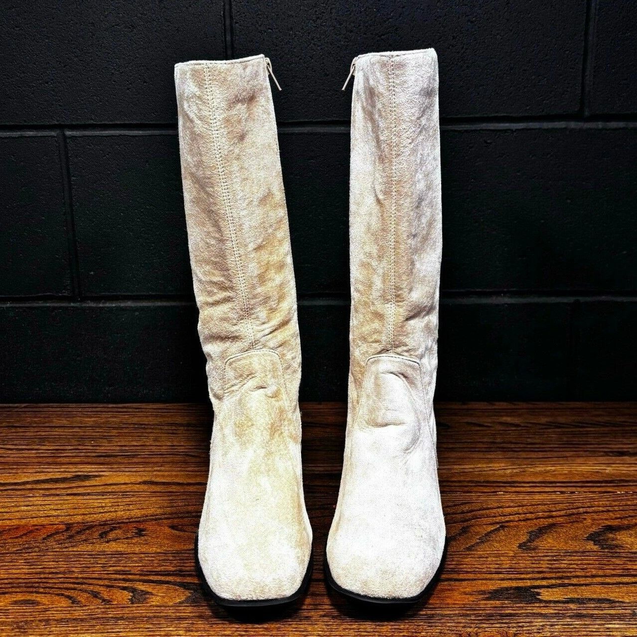 Other WHITE STAG Electra Beige Suede Square Toe Knee High Boots Size US 9.5 / IT 39.5 - 3 Thumbnail