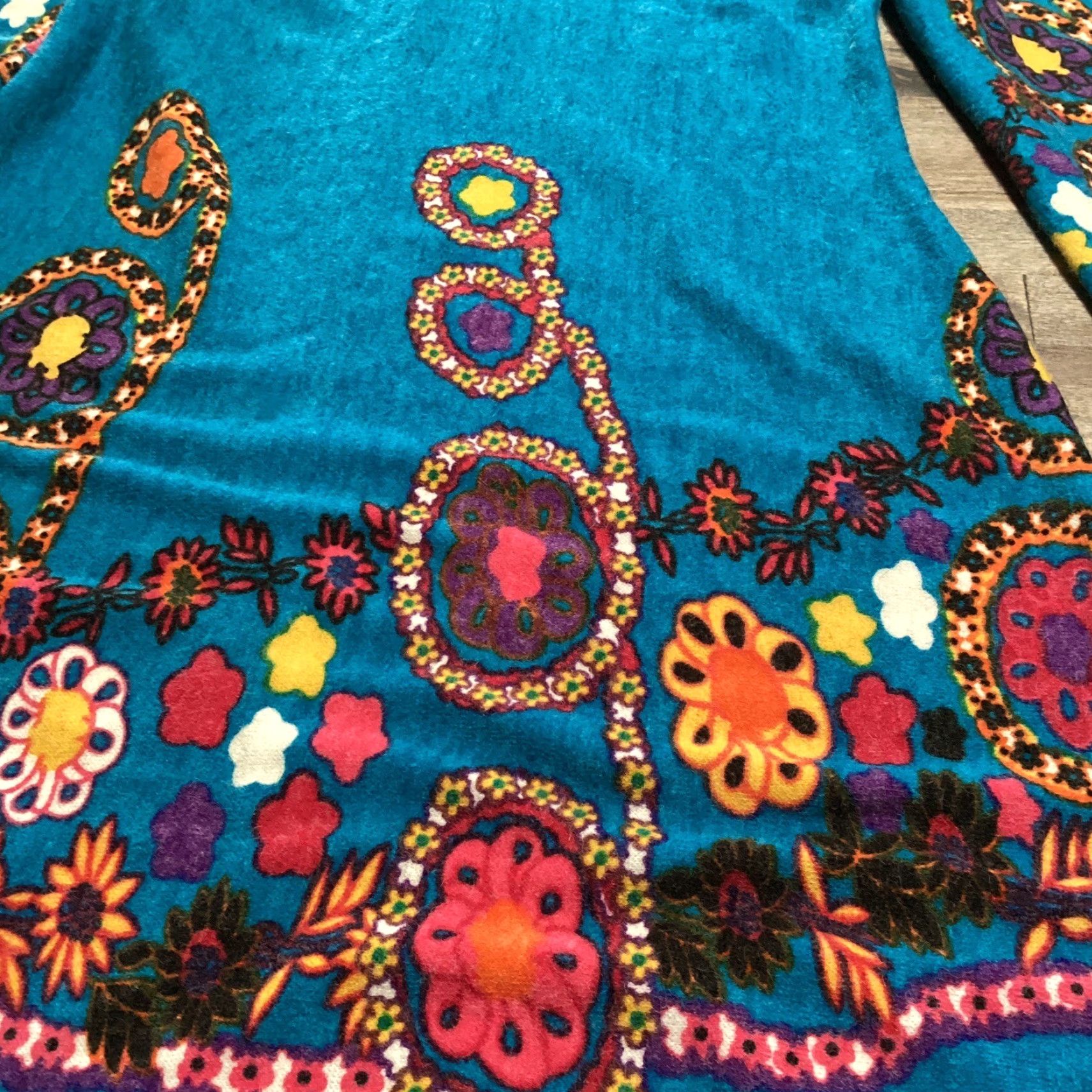 Anthropologie Aryeh Anthropologie Sweater Dress Women M Blue Flowers Flare Sleeve Boho Retro Knee Length Knit Pullover Size M Blue Womens Dress } Size M / US 6-8 / IT 42-44 - 5 Thumbnail