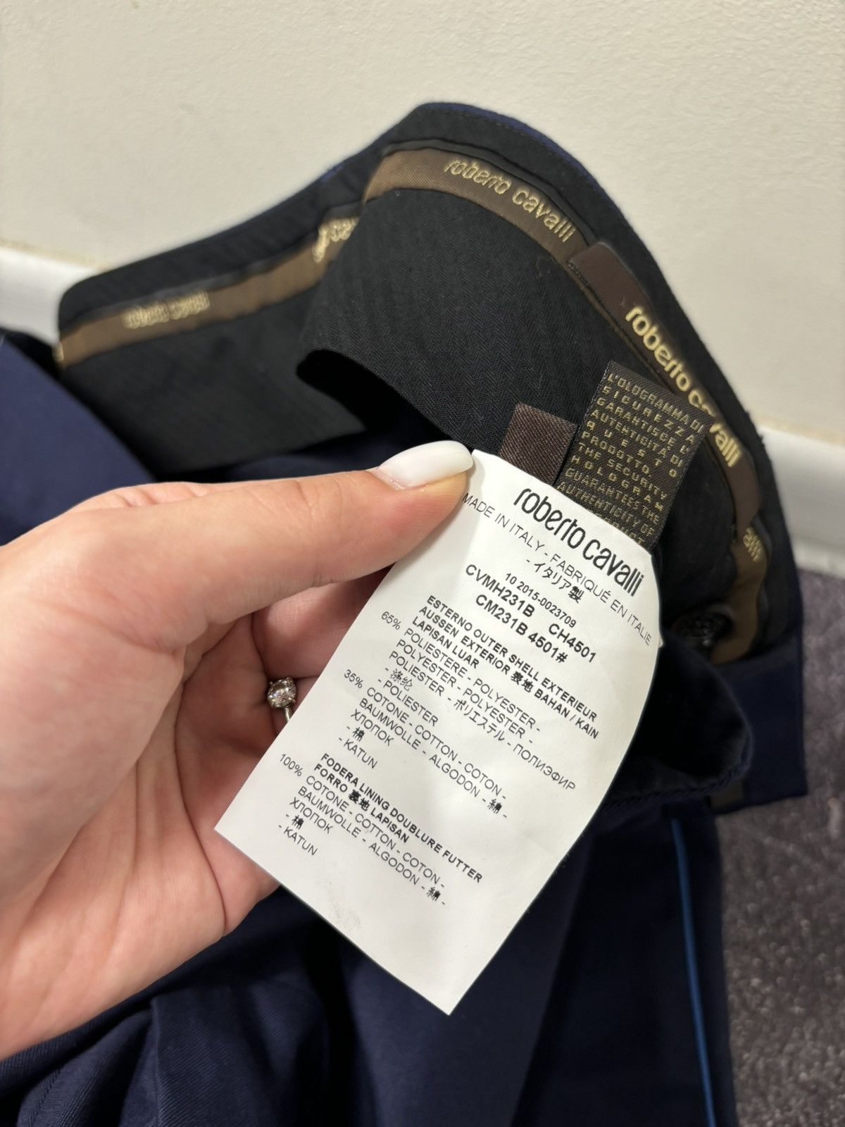 Roberto Cavalli Roberto Cavalli Men’s Navy Blue Luxury Dress Pants Trousers Size US 34 / EU 50 - 12 Thumbnail