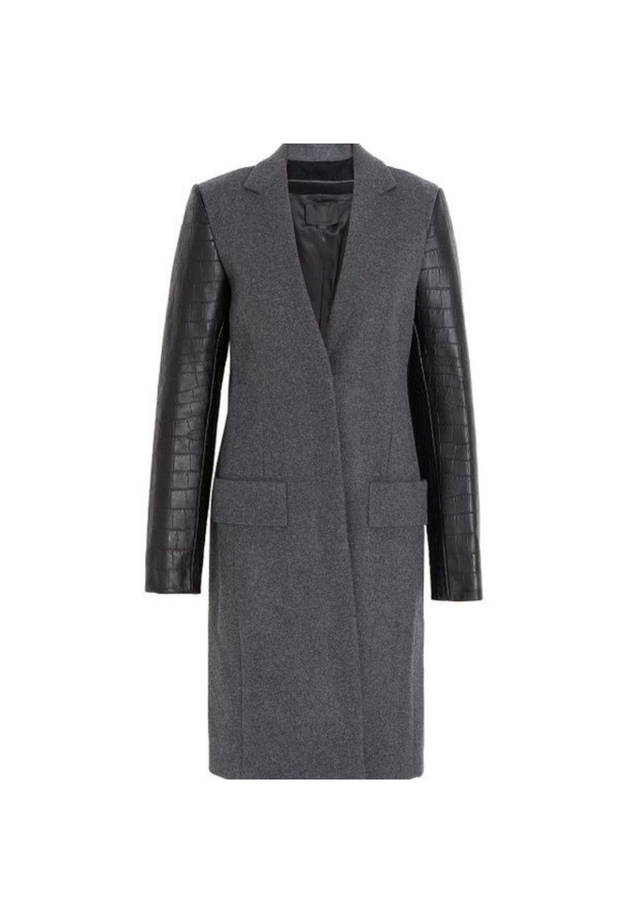Alexander Wang Alexander Wang grey wool blend coat with croc sleeves Size XS / US 0-2 / IT 36-38 - 1 Thumbnail