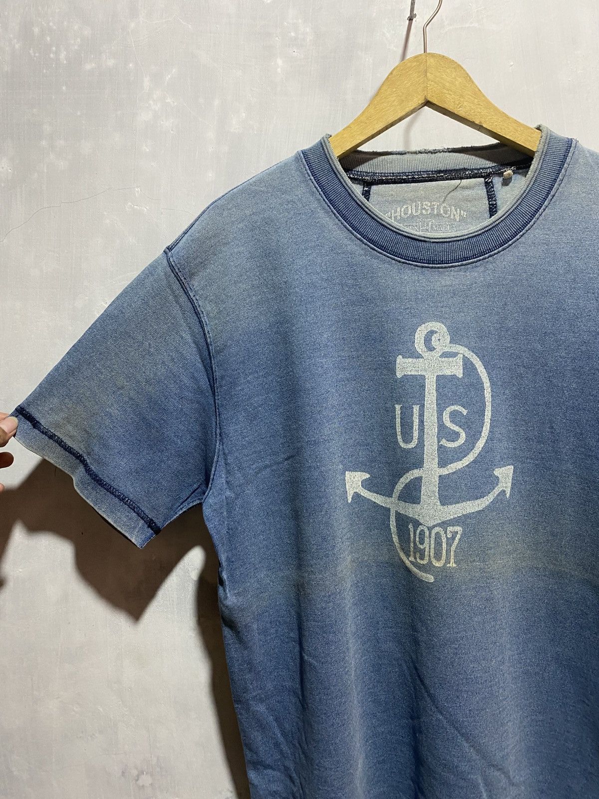 Japanese Brand Vtg houston usmc 1907 union made damaged heavy denim tshirt Size US L / EU 52-54 / 3 - 3 Thumbnail