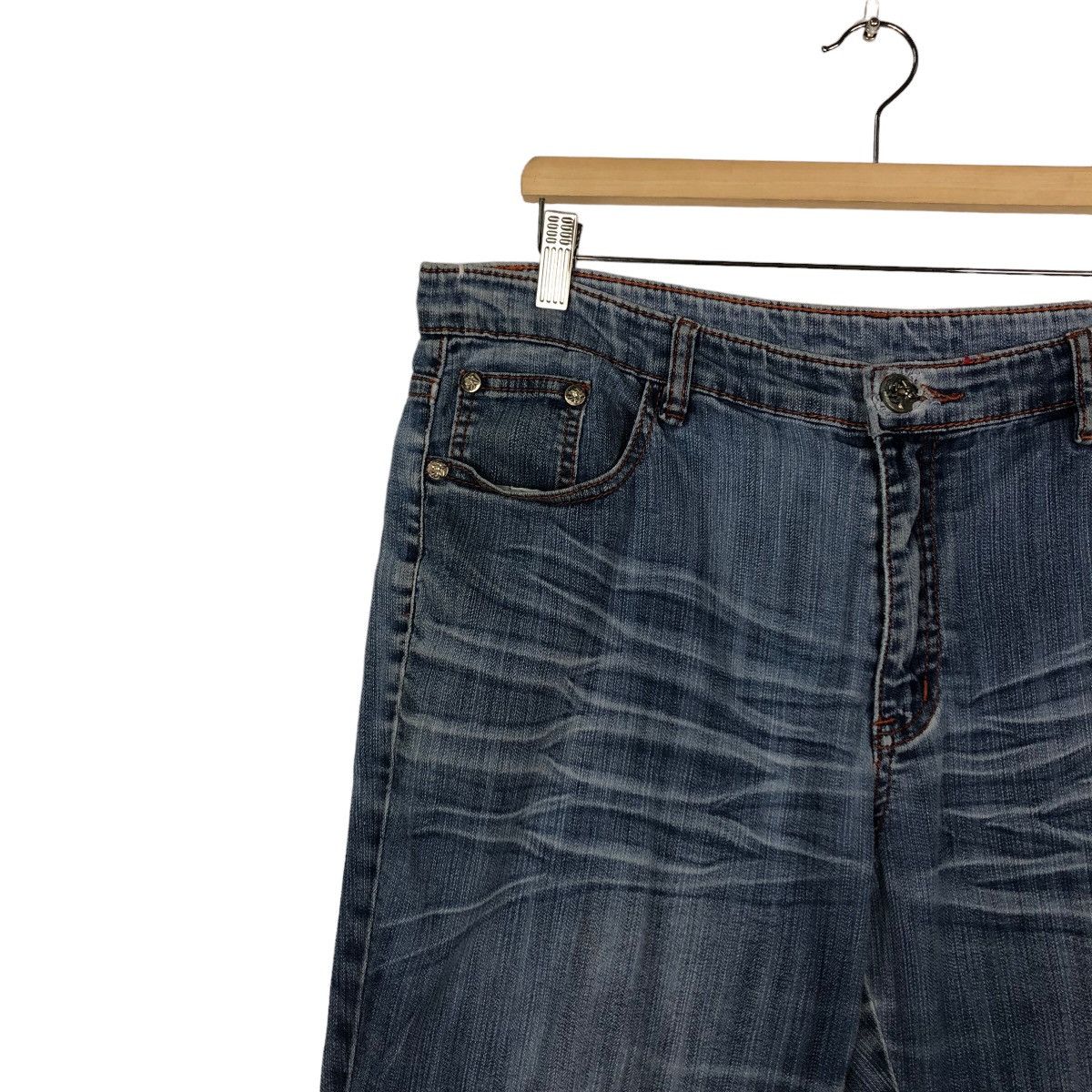 Japanese Brand 🔥Vintage Denim Jeans Sukajan Pocket Big Logo Size US 36 / EU 52 - 7 Thumbnail