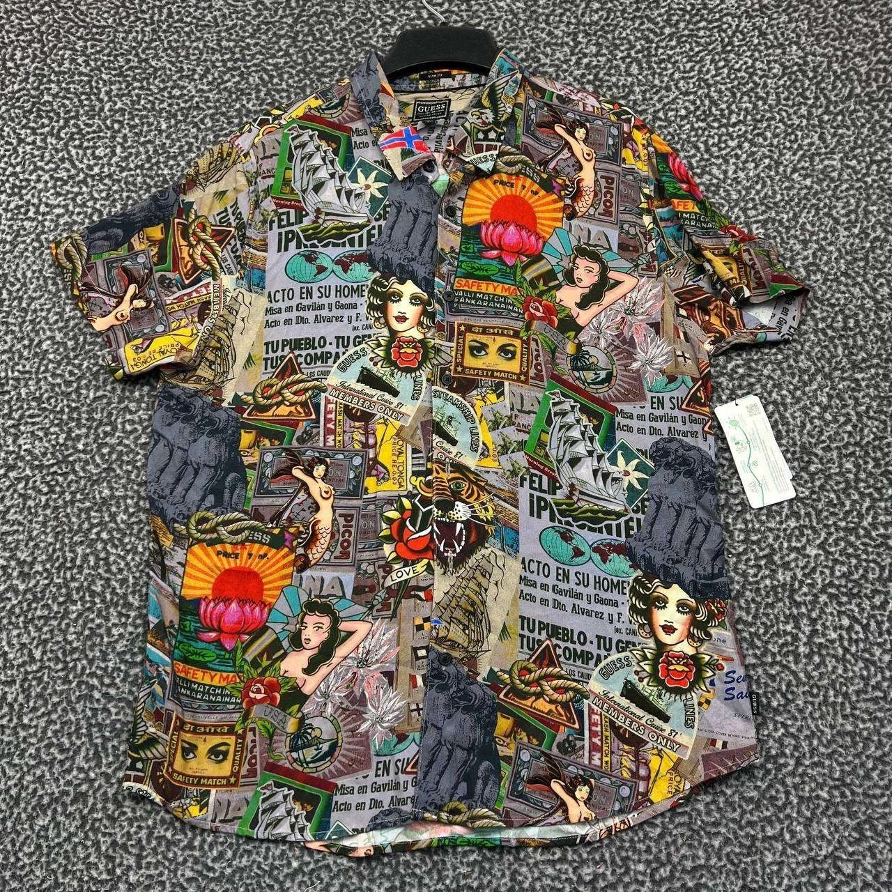 Guess Guess Button Up Shirt Men Tattoo Nautical Hawaiian New L Size US L / EU 52-54 / 3 - 1 Thumbnail