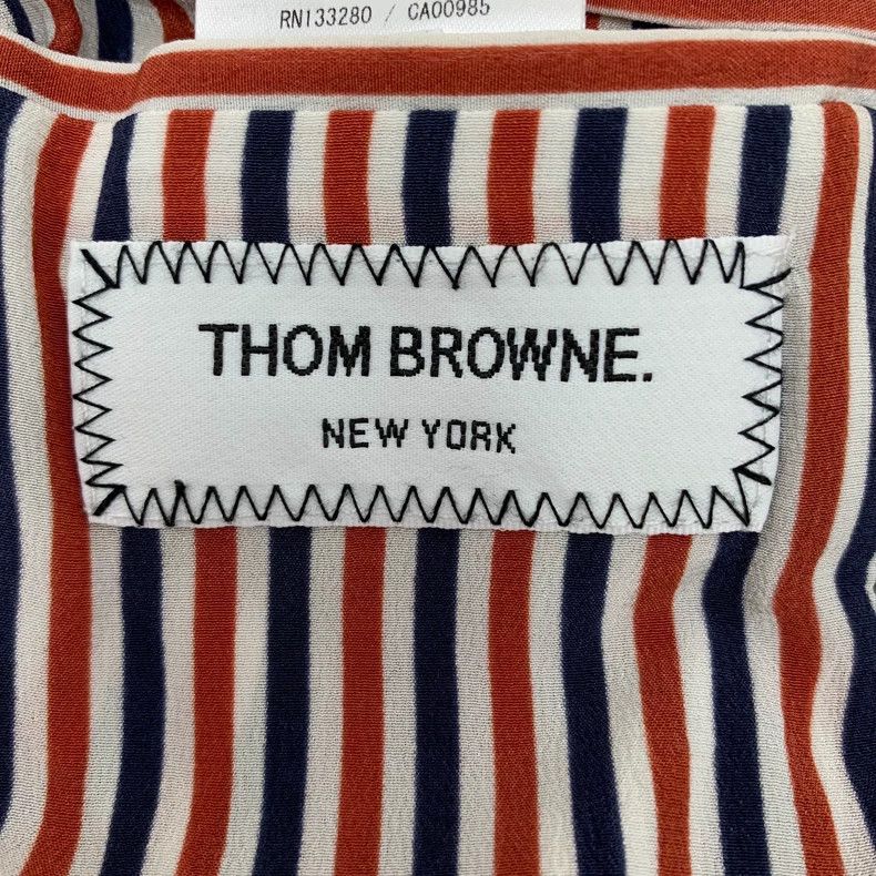 Thom Browne Thom browne Gray striped wool lapel single-breasted long-sl Size XS / US 0-2 / IT 36-38 - 6 Thumbnail