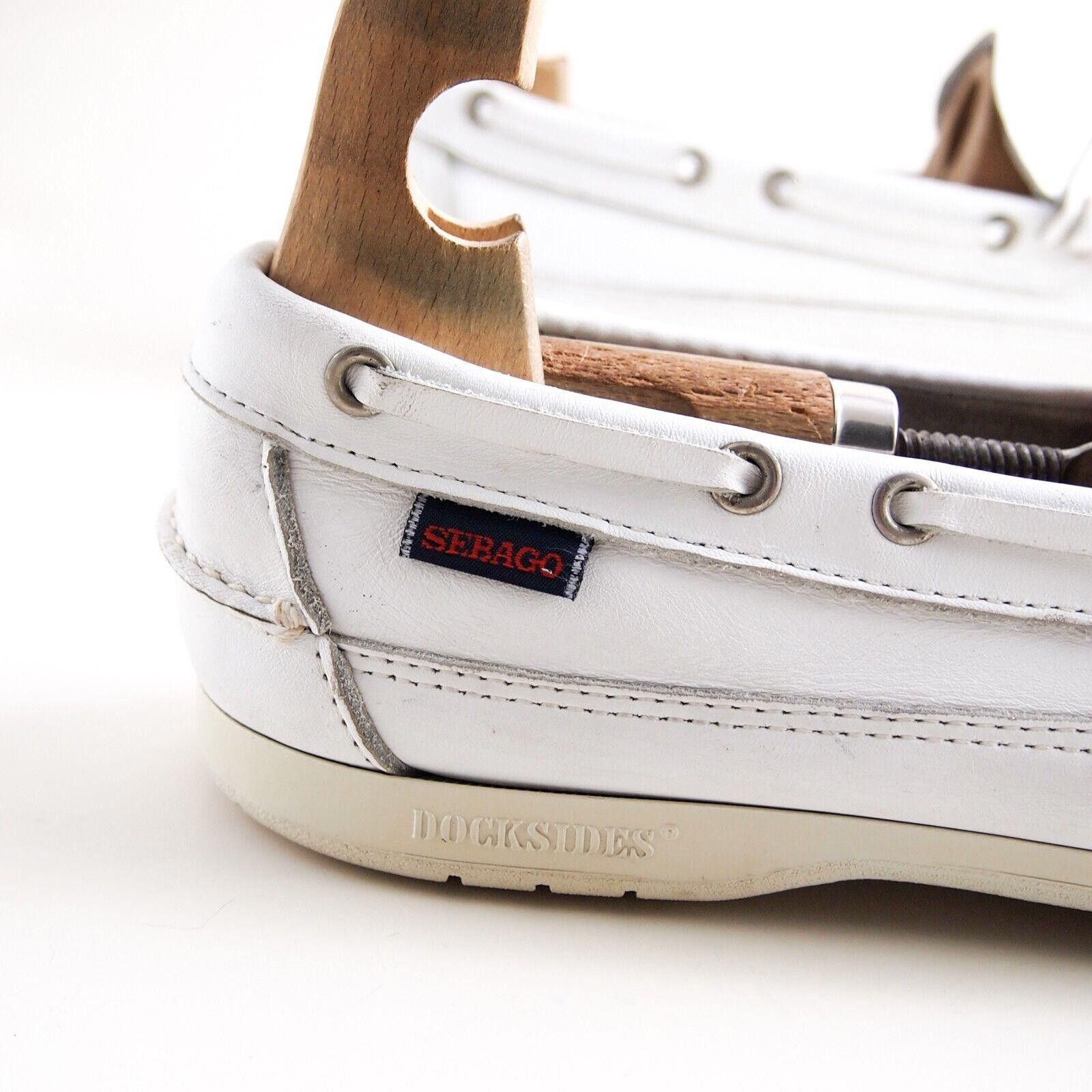 Sebago Sebago DockSides Boat Shoes White Leather EU 44.5 US 11 W Size US 11 / EU 44 - 4 Thumbnail