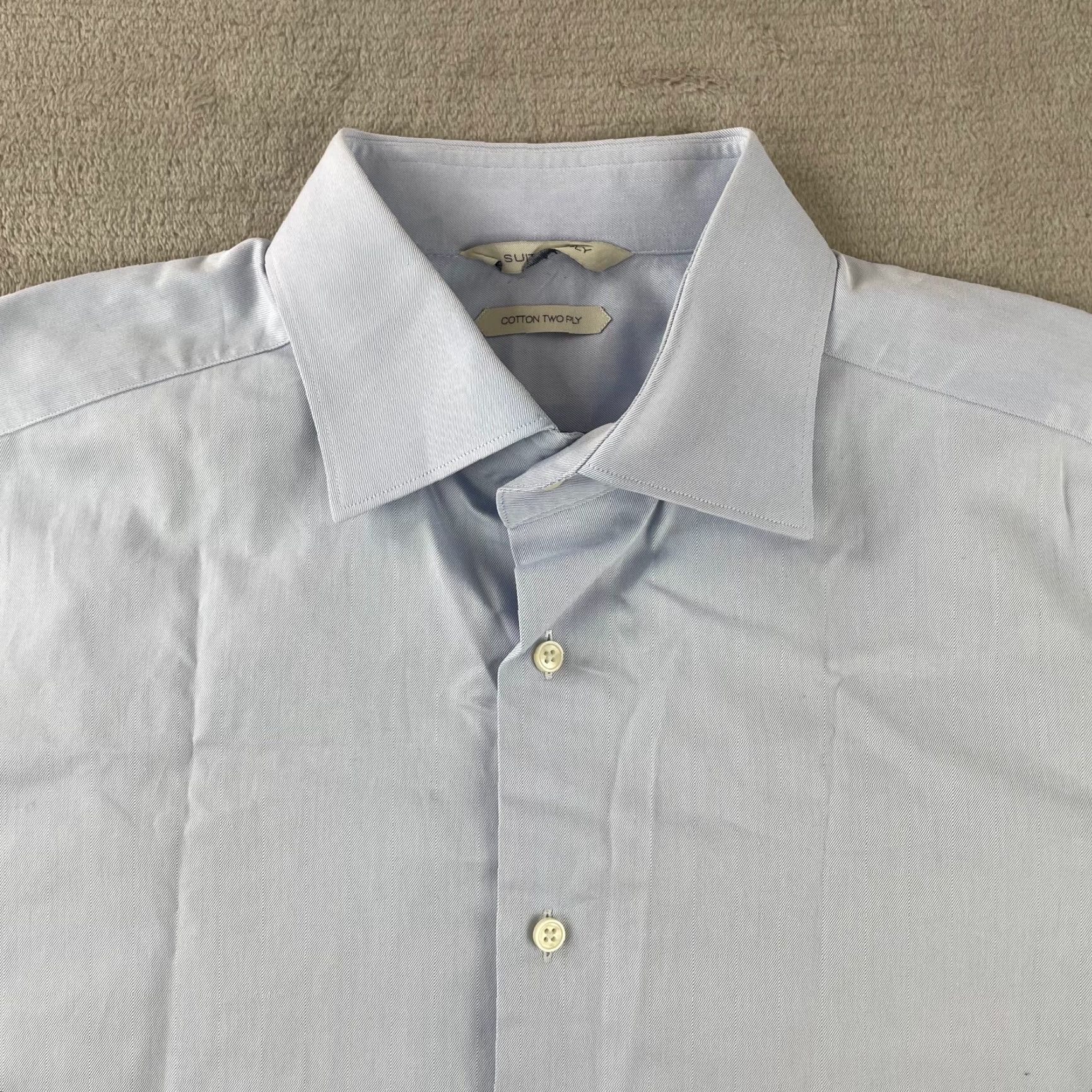 Suitsupply Suitsupply Dress Shirt 42 16.5 Blue Tessitura Monti 2 Ply Cotton Long Sleeve Shirt Mens Regular Blue 16.5 43 in 30 in Button Collared Spread Size 46R - 4 Thumbnail