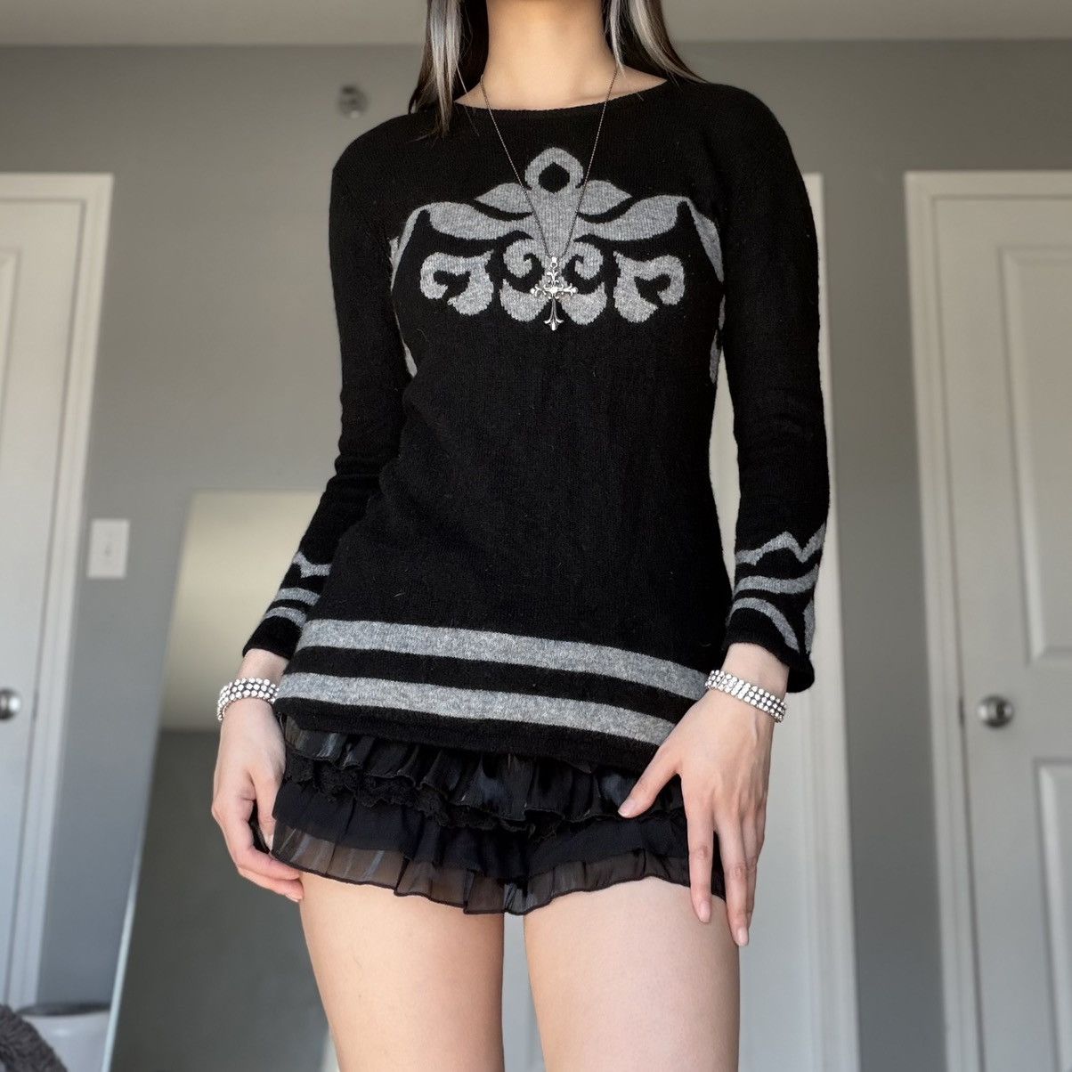 Other Black 100% Cashmere Baroque Damask Pattern Crewneck Sweater Size XS / US 0-2 / IT 36-38 - 11 Thumbnail