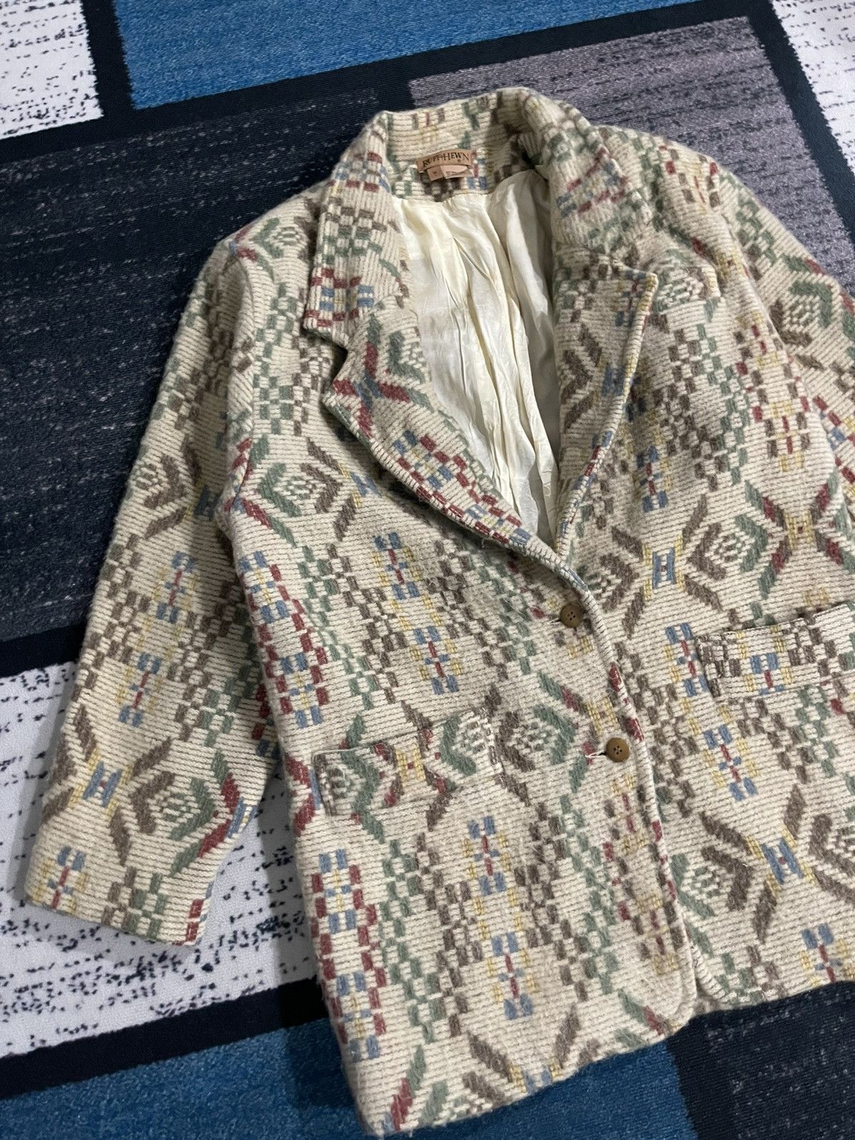 Vintage Vintage Ruff Hewn Abstract Aztec Wool Style Blazer Size US L / EU 52-54 / 3 - 5 Thumbnail