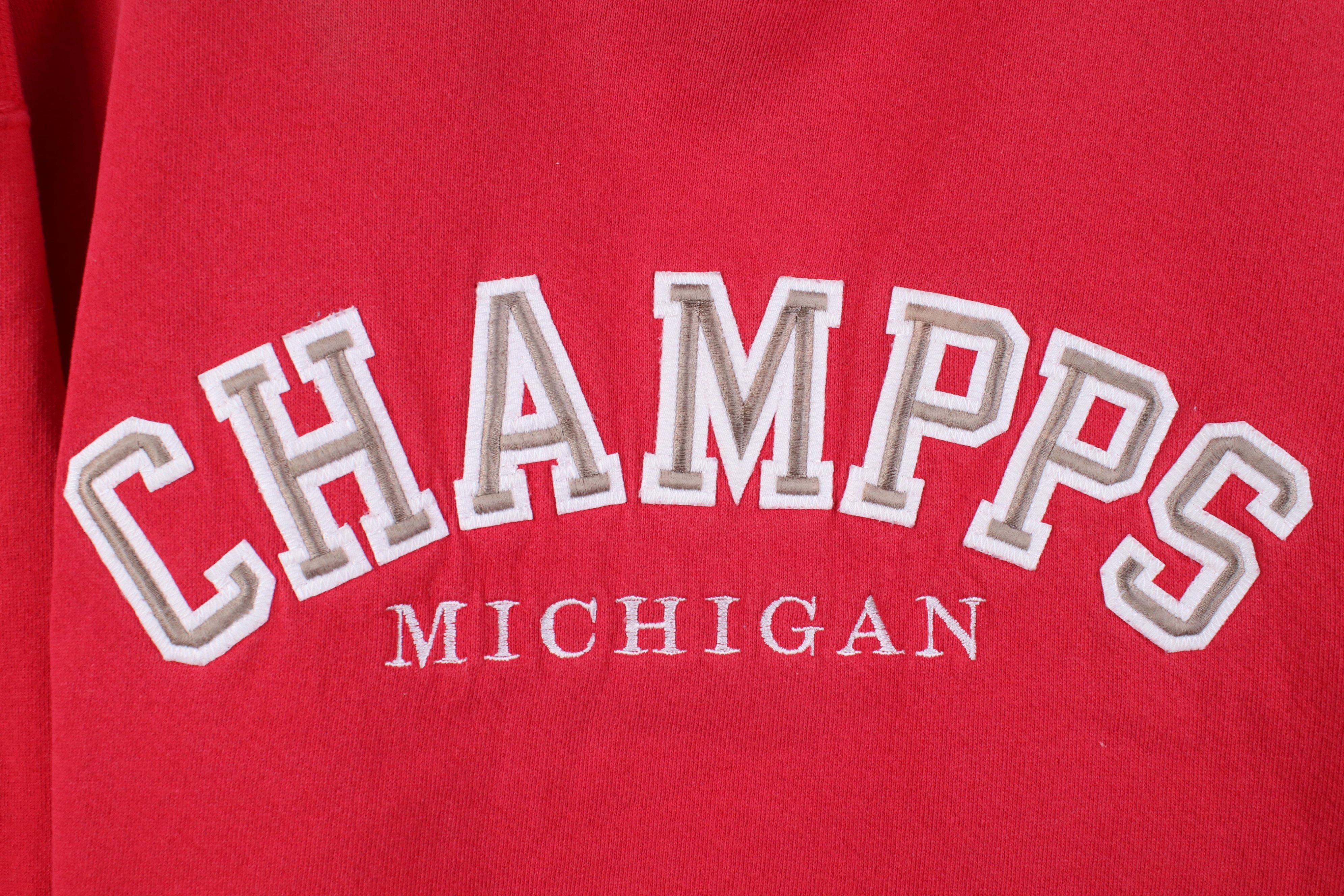 Vintage Vintage 90s Champps Michigan Crewneck Sweatshirt Red USA Size US XL / EU 56 / 4 - 4 Thumbnail