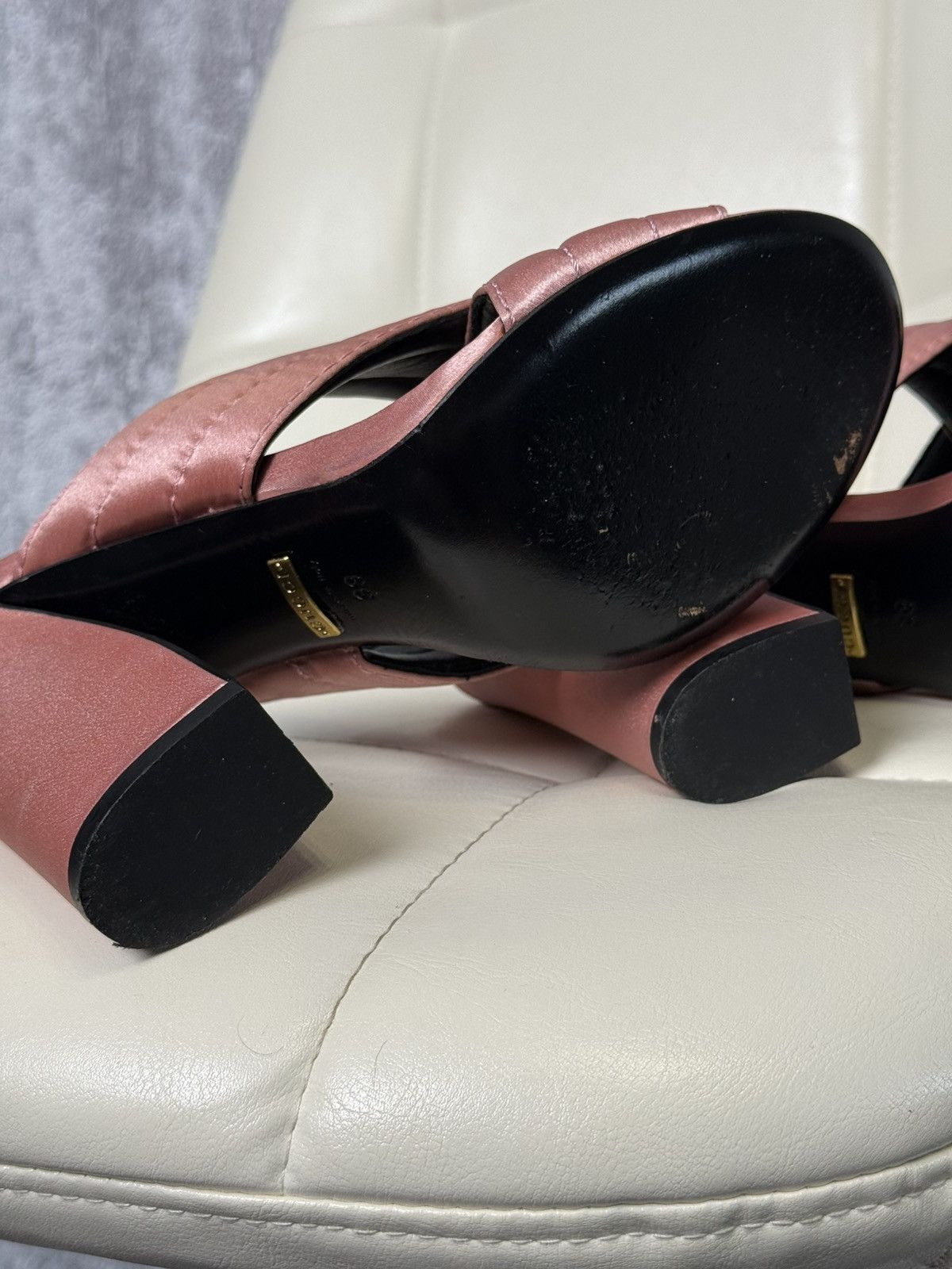 Gucci Gucci Crossover Satin Quilted Mule Sandals Block Heel Slides Size US 9 / IT 39 - 22 Thumbnail
