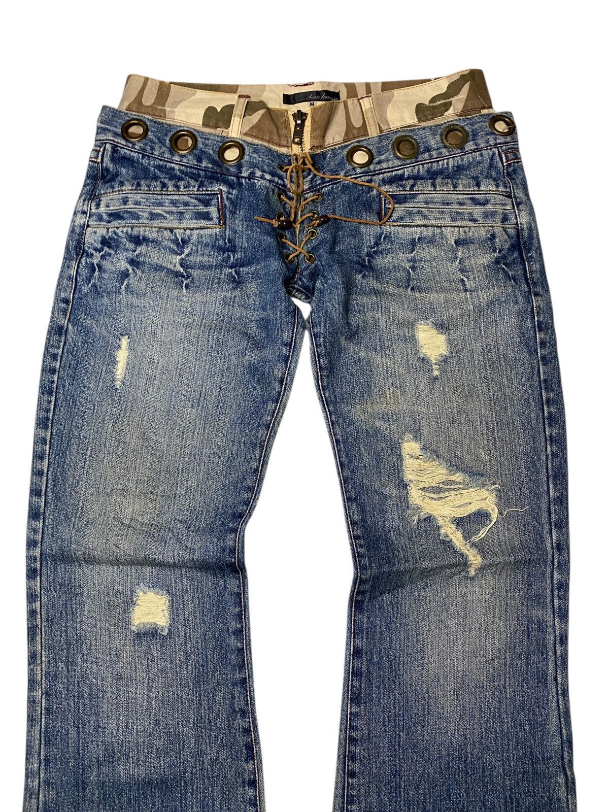 If Six Was Nine 2000's Armee Double Waist Laced Flared Jeans Size US 29 - 5 Thumbnail