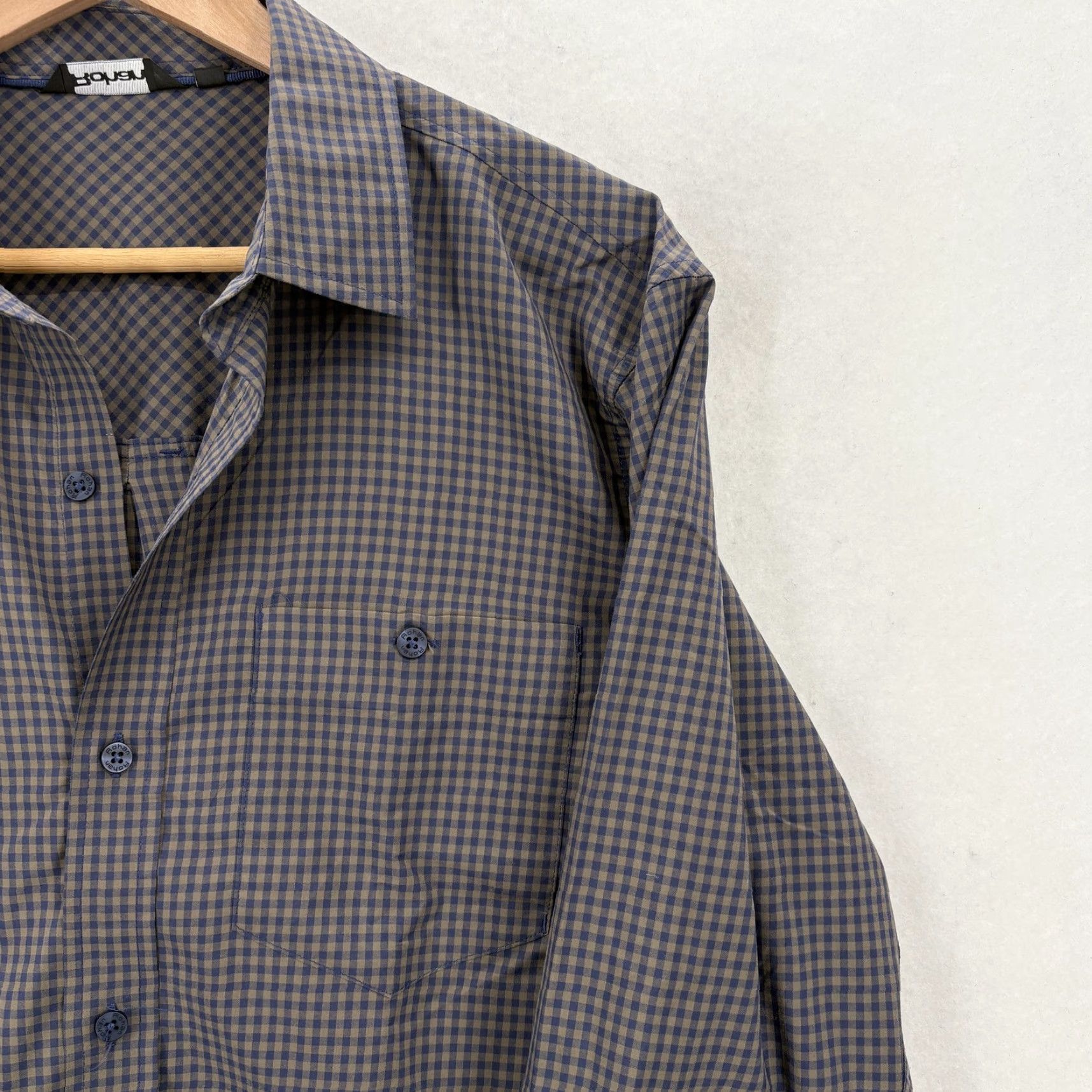 Vintage Rohan Shirt Mens Medium Blue Check UV Protective Long Sleeve Travel Hiking Trail Mens, Button-Up, Check Pattern, UV Protection, Travel, Outdoor, Blue Size US M / EU 48-50 / 2 - 2 Thumbnail