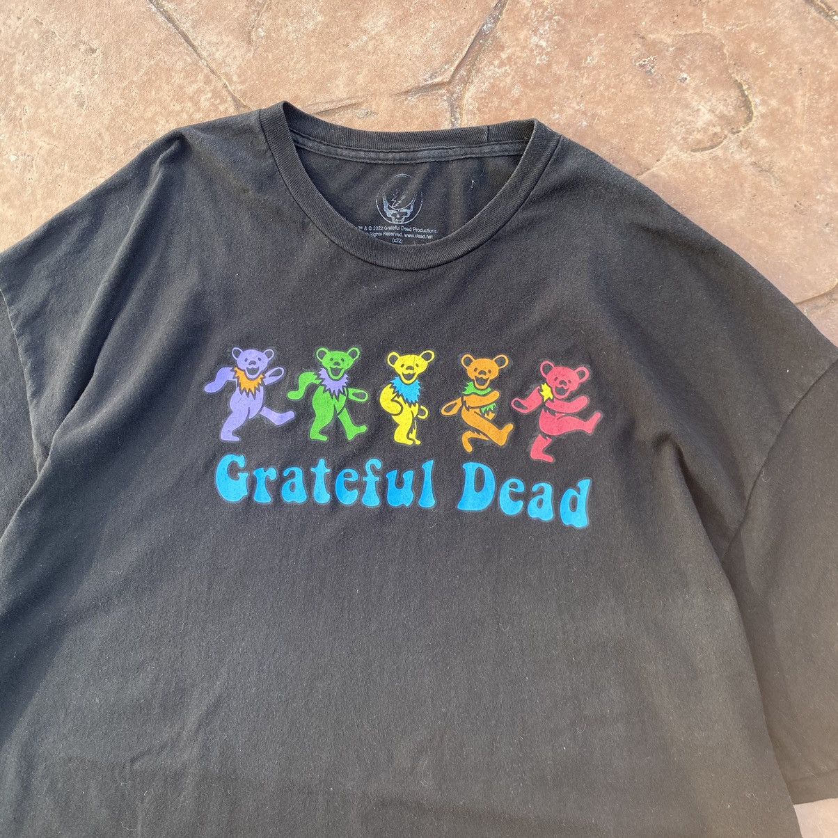 image of Band Tees x Grateful Dead Faded Grateful Dead American Rock Band Oversized Tee in Black (Size 2XL)