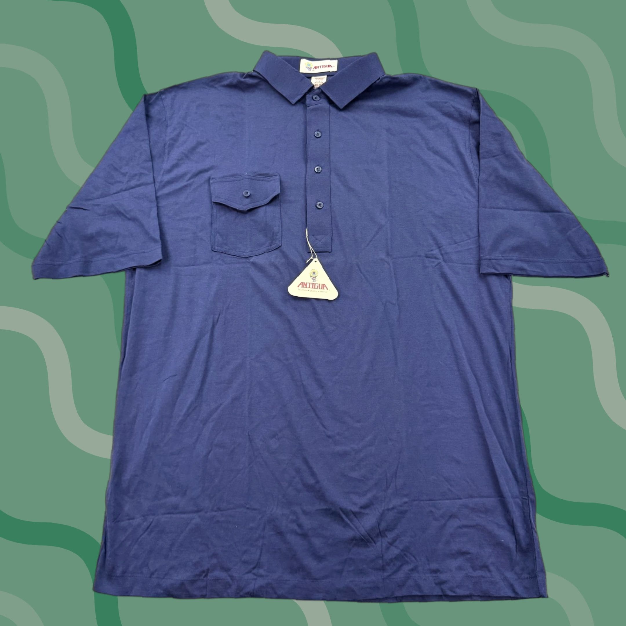 Vintage VINTAGE Antigua Shirt Mens XL Blue Polo Short Sleeve Pocket 100% Cotton 90s Size US XL / EU 56 / 4 - 1 Thumbnail