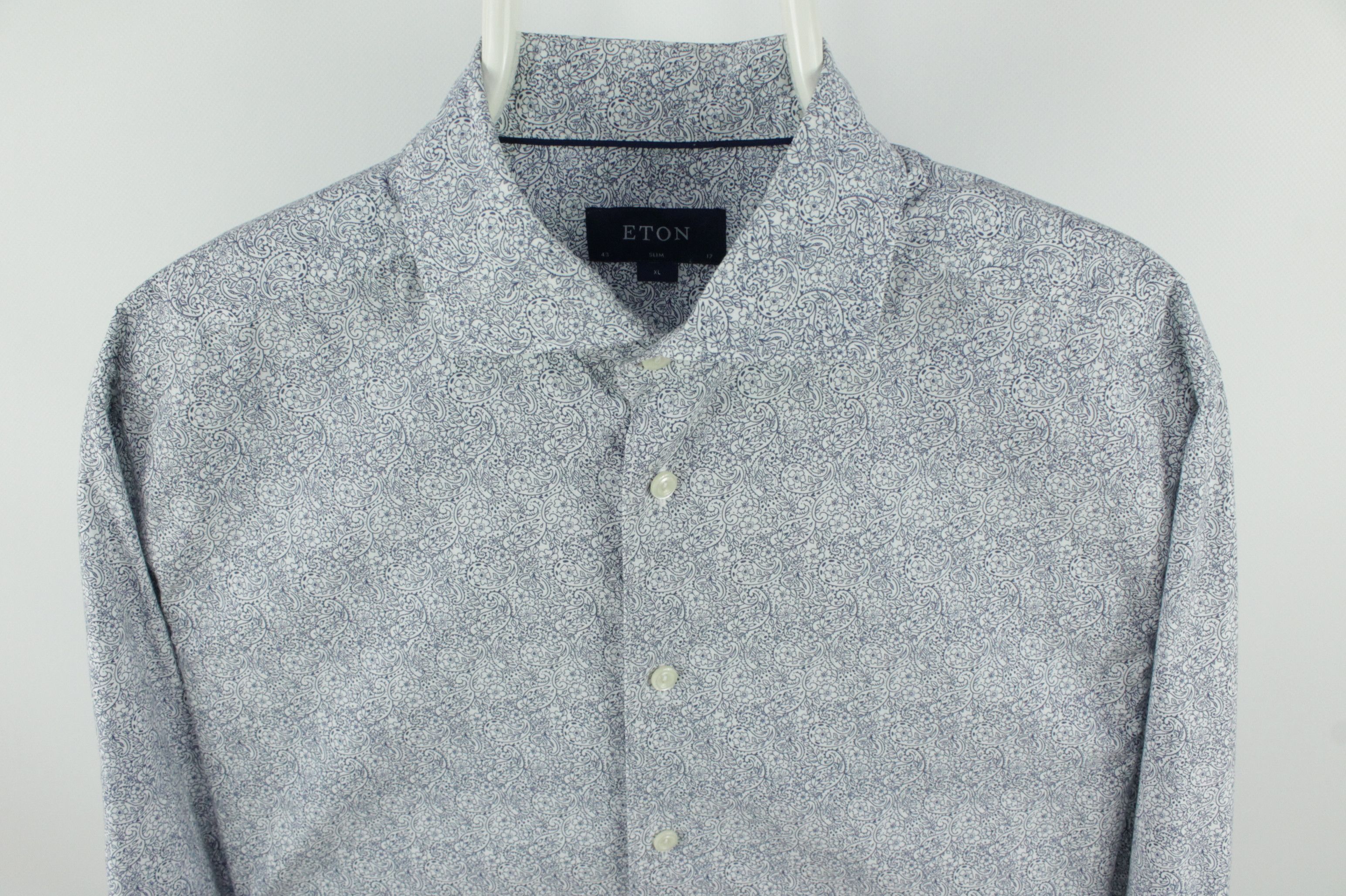 Designer × Eton ETON Paisley Print Poplin Cotton Slim Fit Dress Shirt Men's Size US XL / EU 56 / 4 - 2 Thumbnail