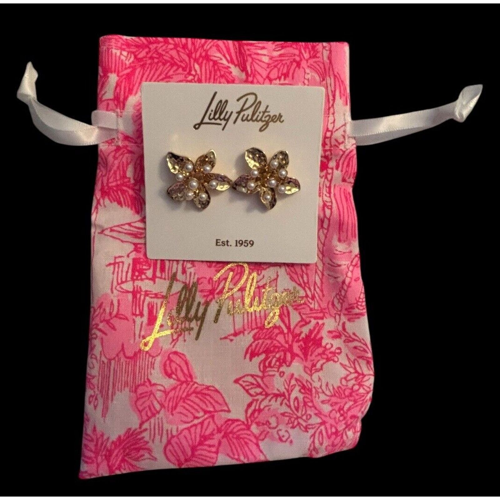 Lilly Pulitzer NWT! Lilly Pulitzer Grove Garden Earrings In Gold Metallic Size ONE SIZE - 11 Thumbnail