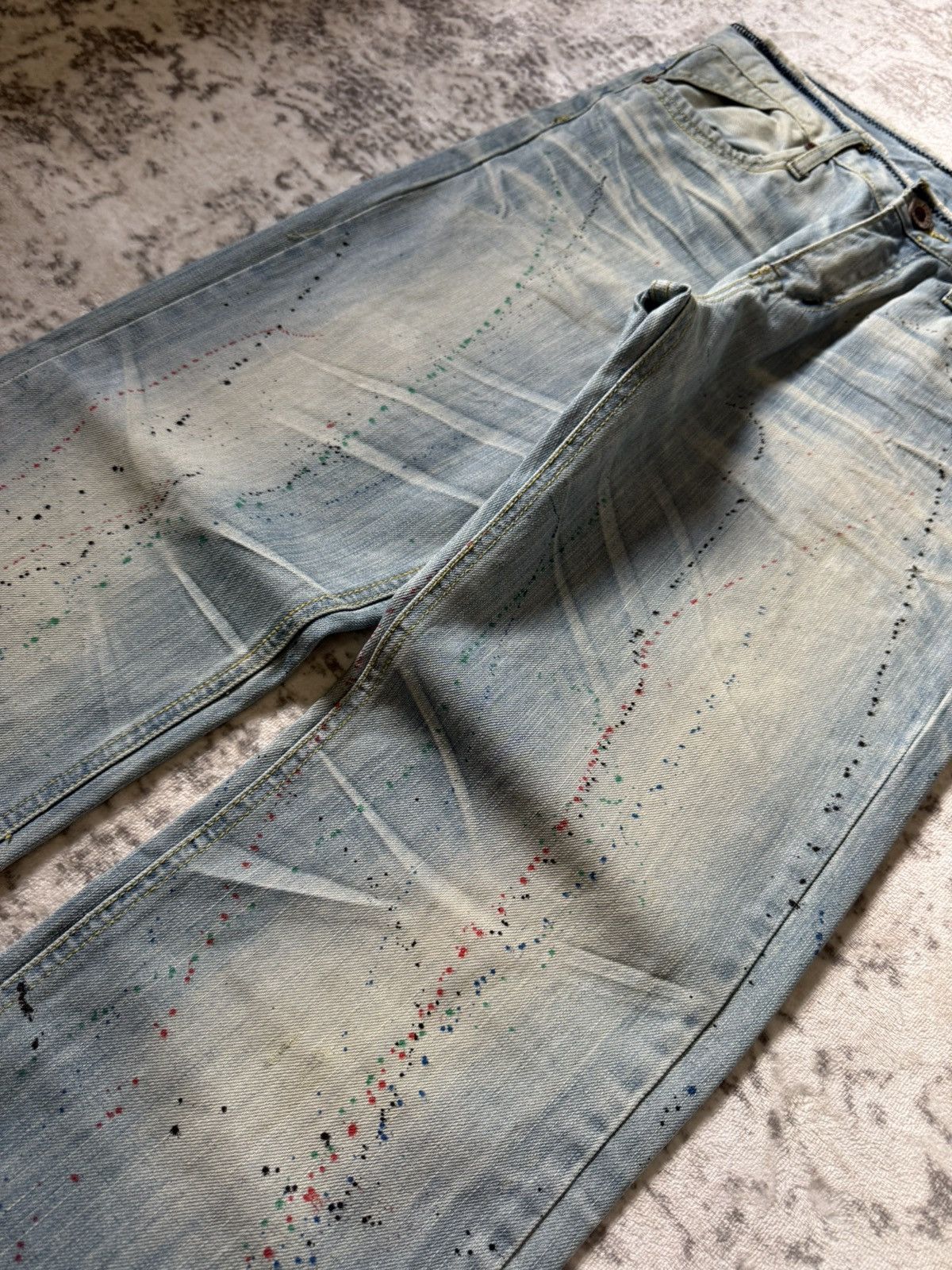 Hysteric Glamour Crazy Leopard Japan Paint Splatter Honeycomb Loose Jeans Size US 30 / EU 46 - 4 Thumbnail