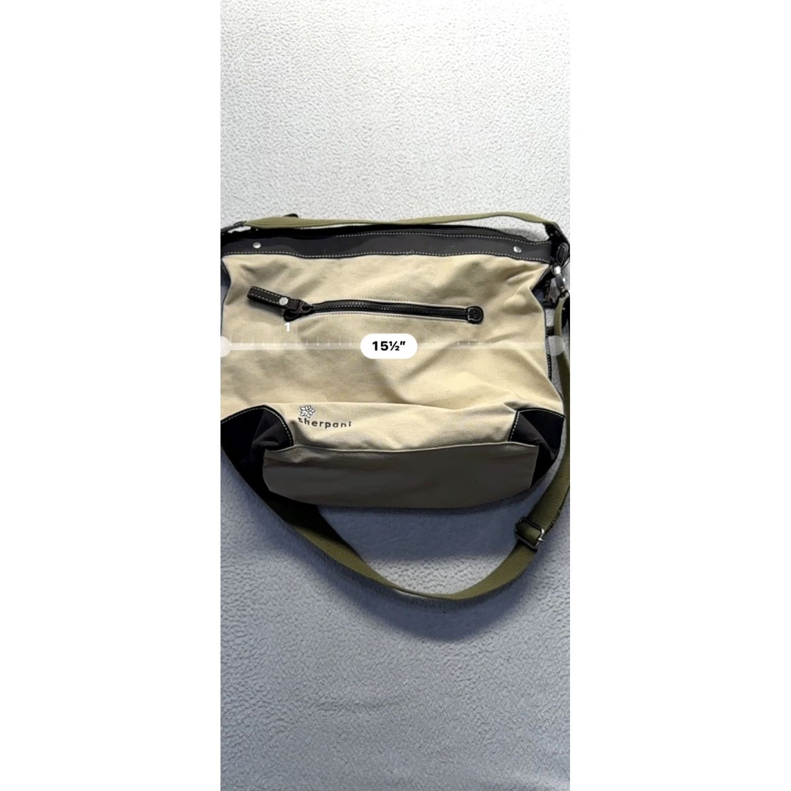 Vintage Sherpani Tote Bag Women's 14 Beige Canvas Leather Exterior Zip Closure Tree Bird Design Adjustable Strap Size ONE SIZE - 8 Thumbnail