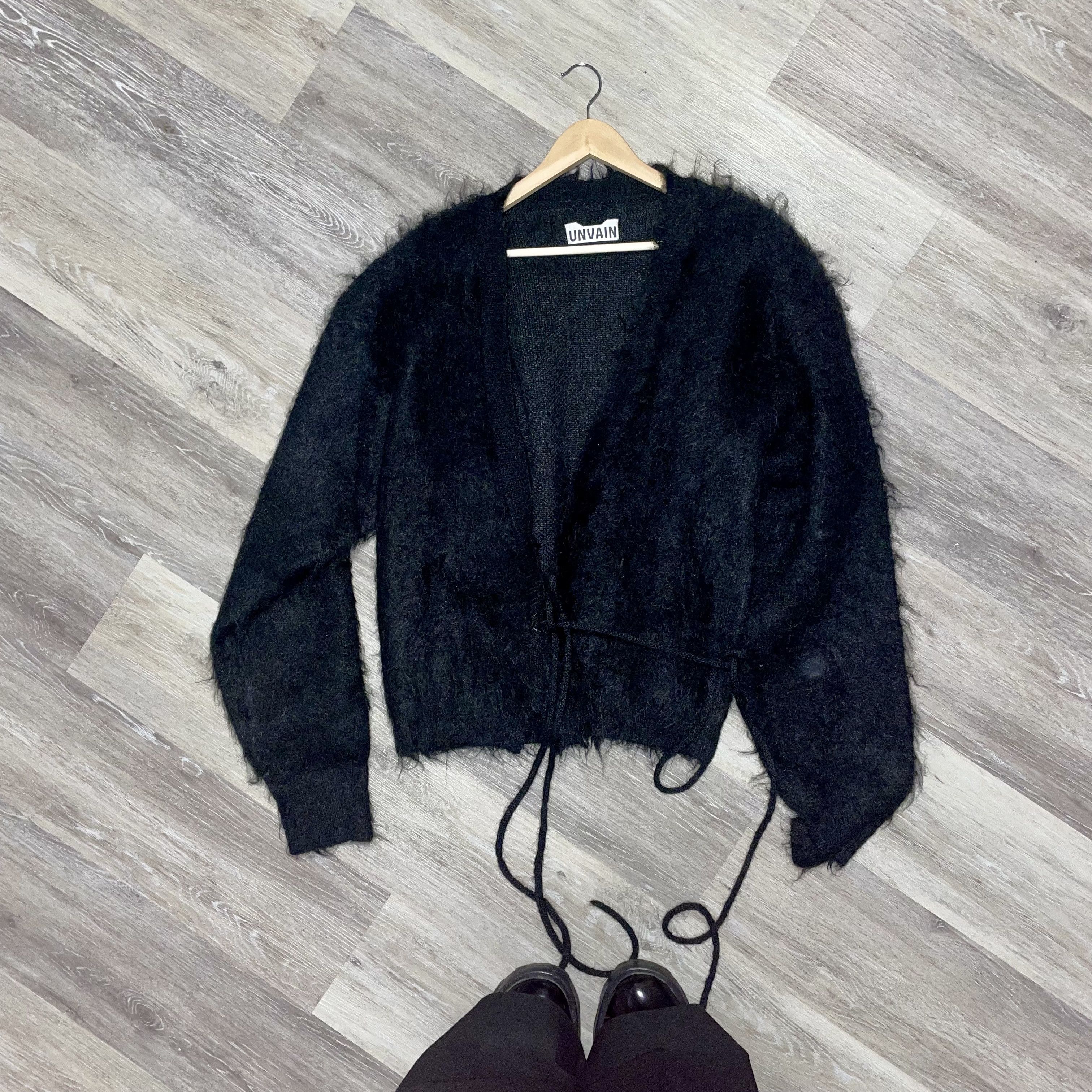 Unvain Studios MOHAIR KIMONO CARDIGAN - BLACK Size US XL / EU 56 / 4 - 6 Thumbnail