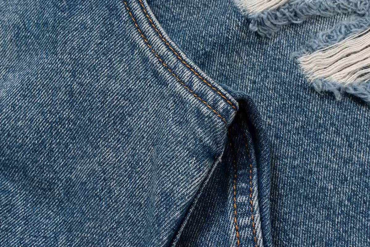 Japanese Brand × Jean Hole Washed Fringe Denim Shorts Size US 34 / EU 50 - 14 Thumbnail
