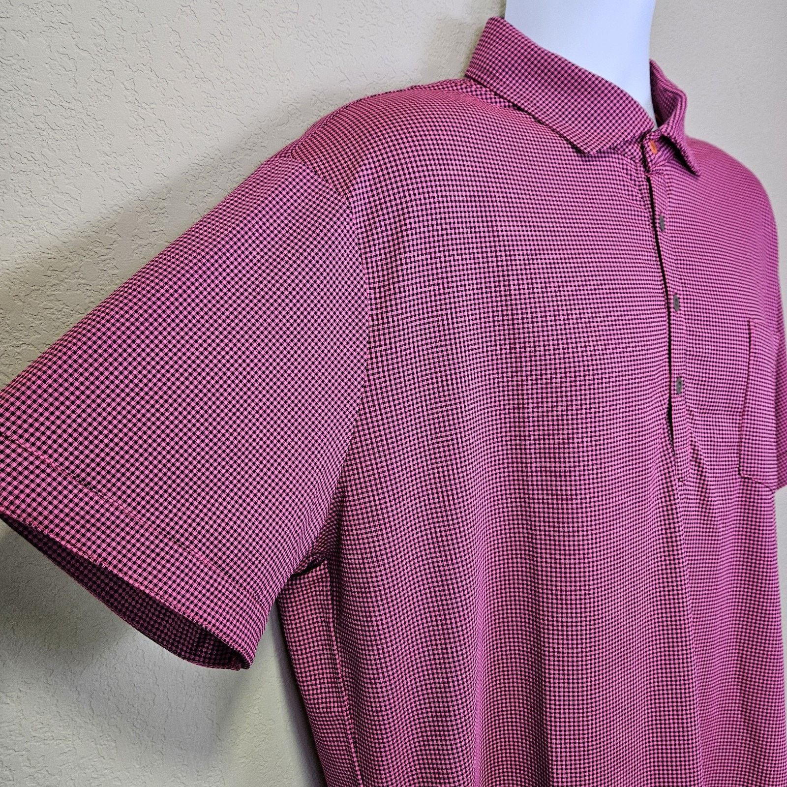 Swims SWIMS Crewart Polo Shirt Pink Micro Check Performance Golf Size US XXL / EU 58 / 5 - 16 Thumbnail