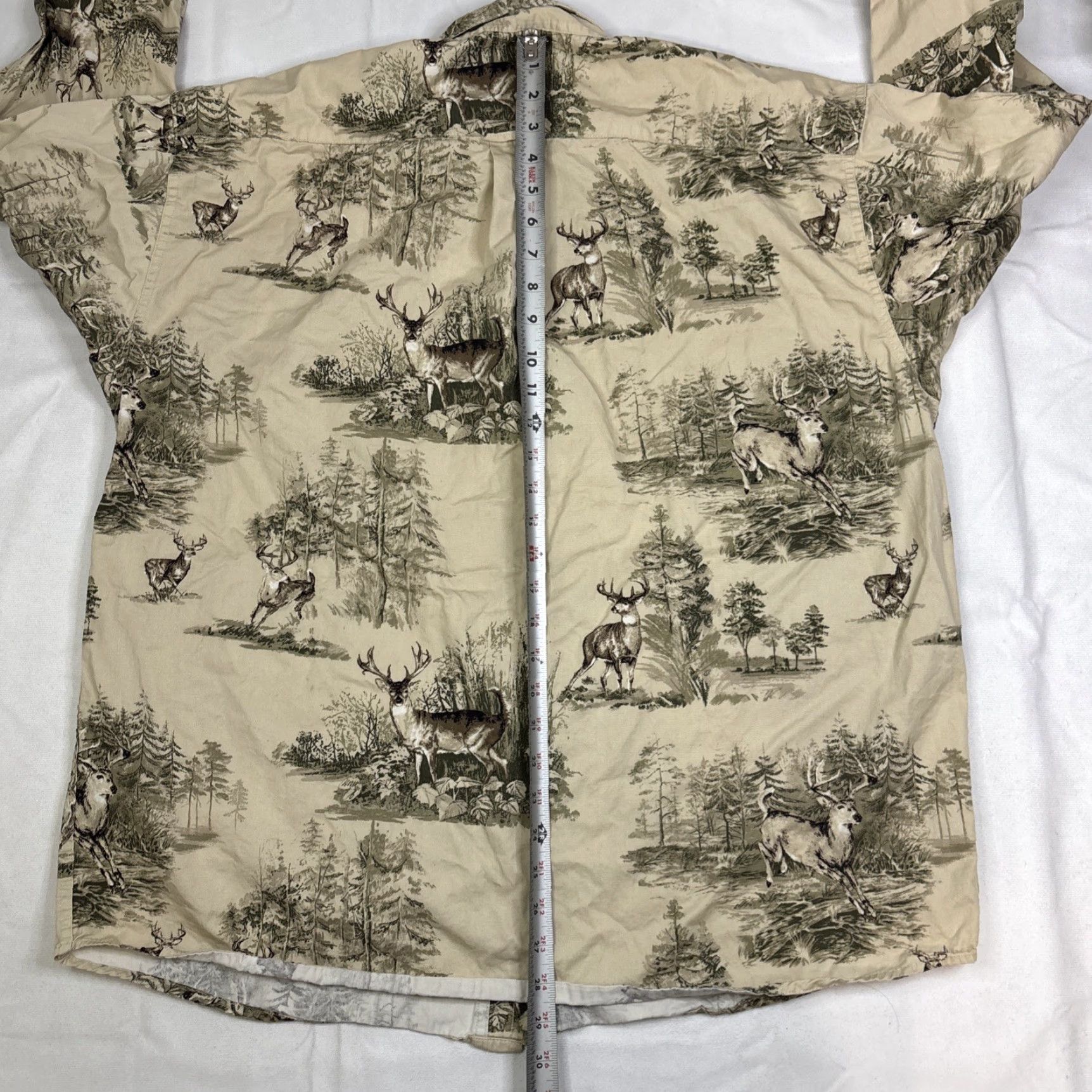Vintage Woods & Water Outfitters Shirt Button-Up Long Sleeve XL Beige Deer Buck Hunting Camp Casual Outdoors Size US XL / EU 56 / 4 - 7 Thumbnail
